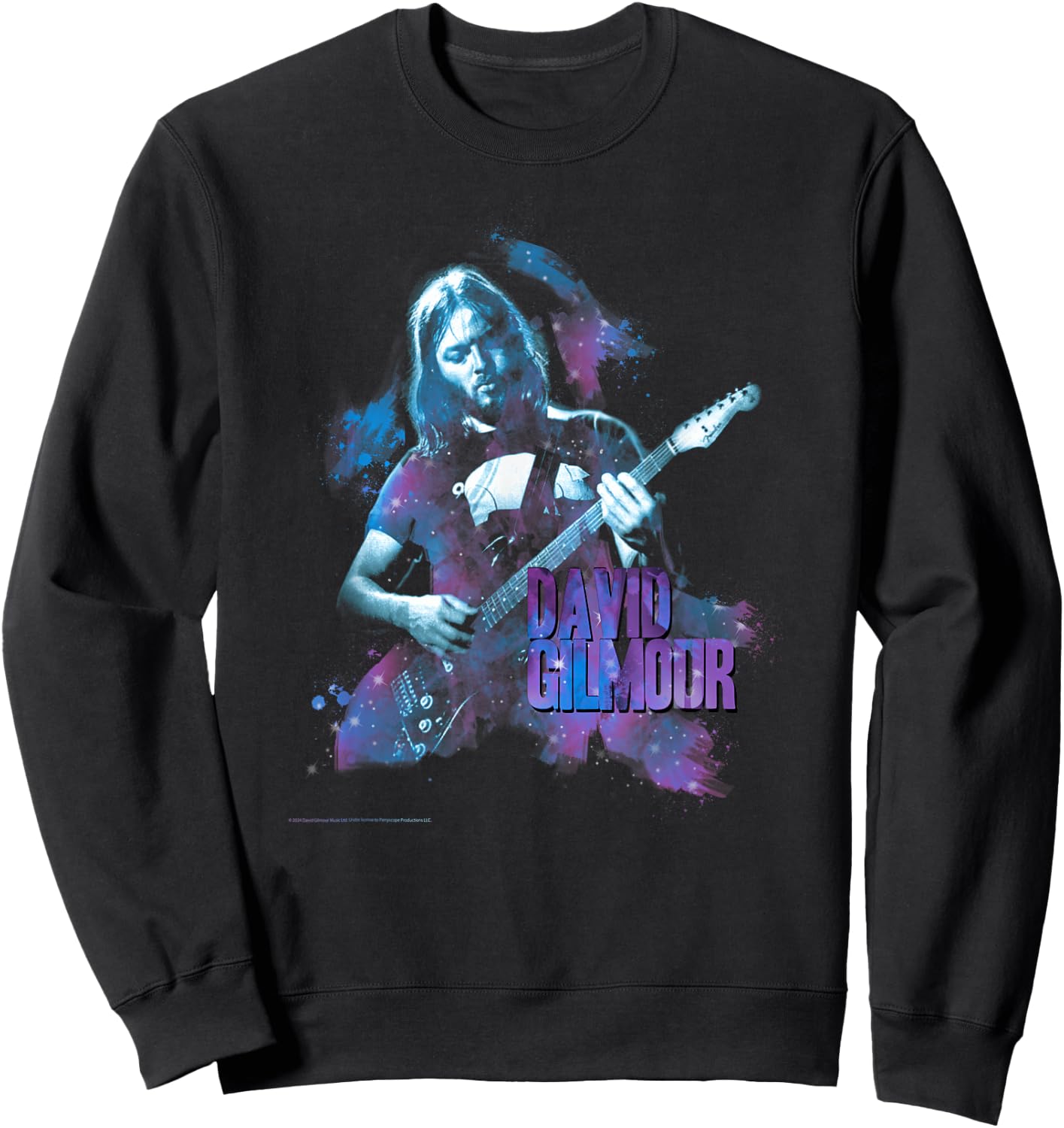 David Glimour Portrait with Guitar Colorful , Black, S Sweatshirt - Sweatshirt | Black