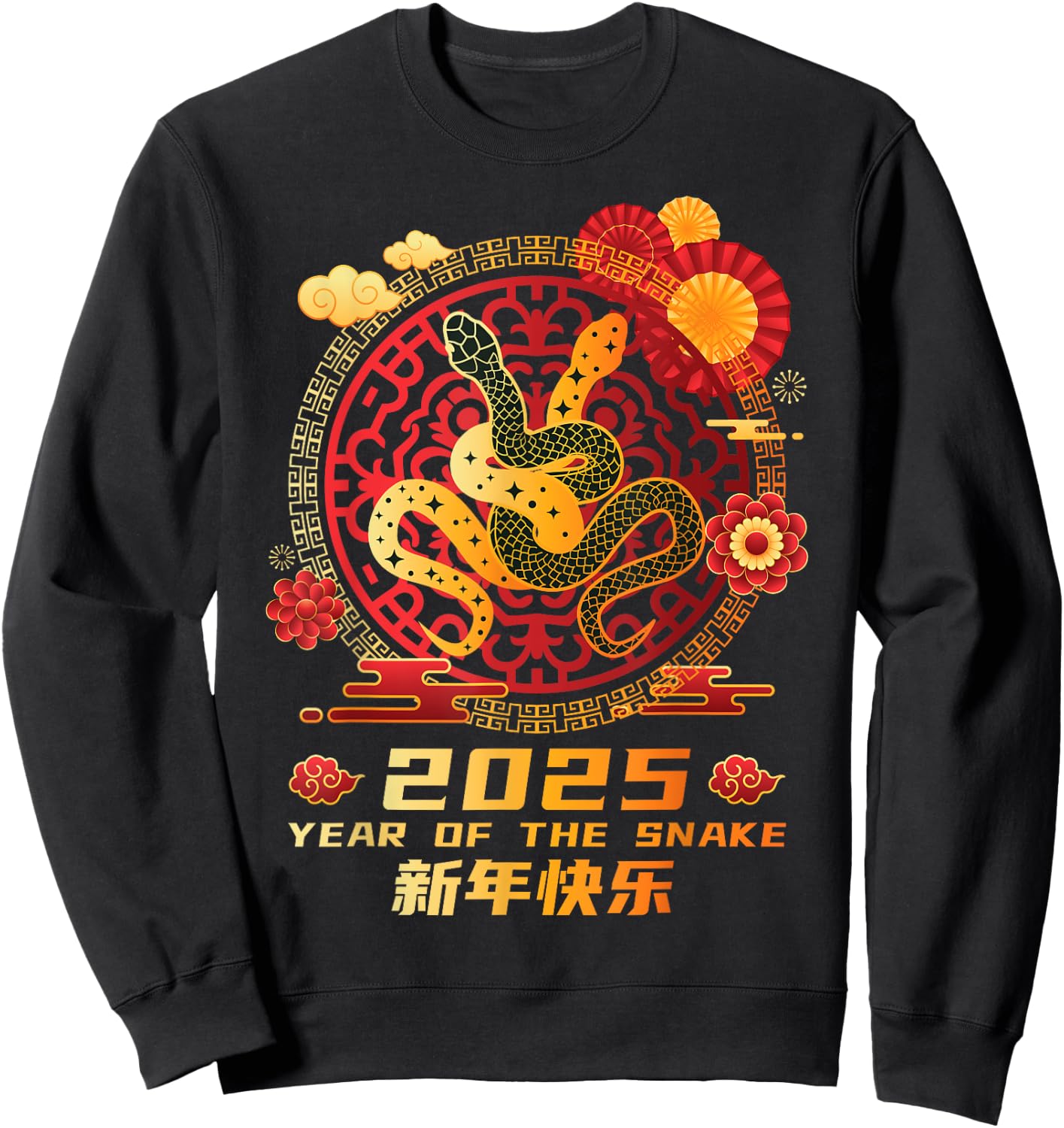 Year of the Snake 2025 Chinese Zodiac New Year Sweatshirt - Sweatshirt | Black