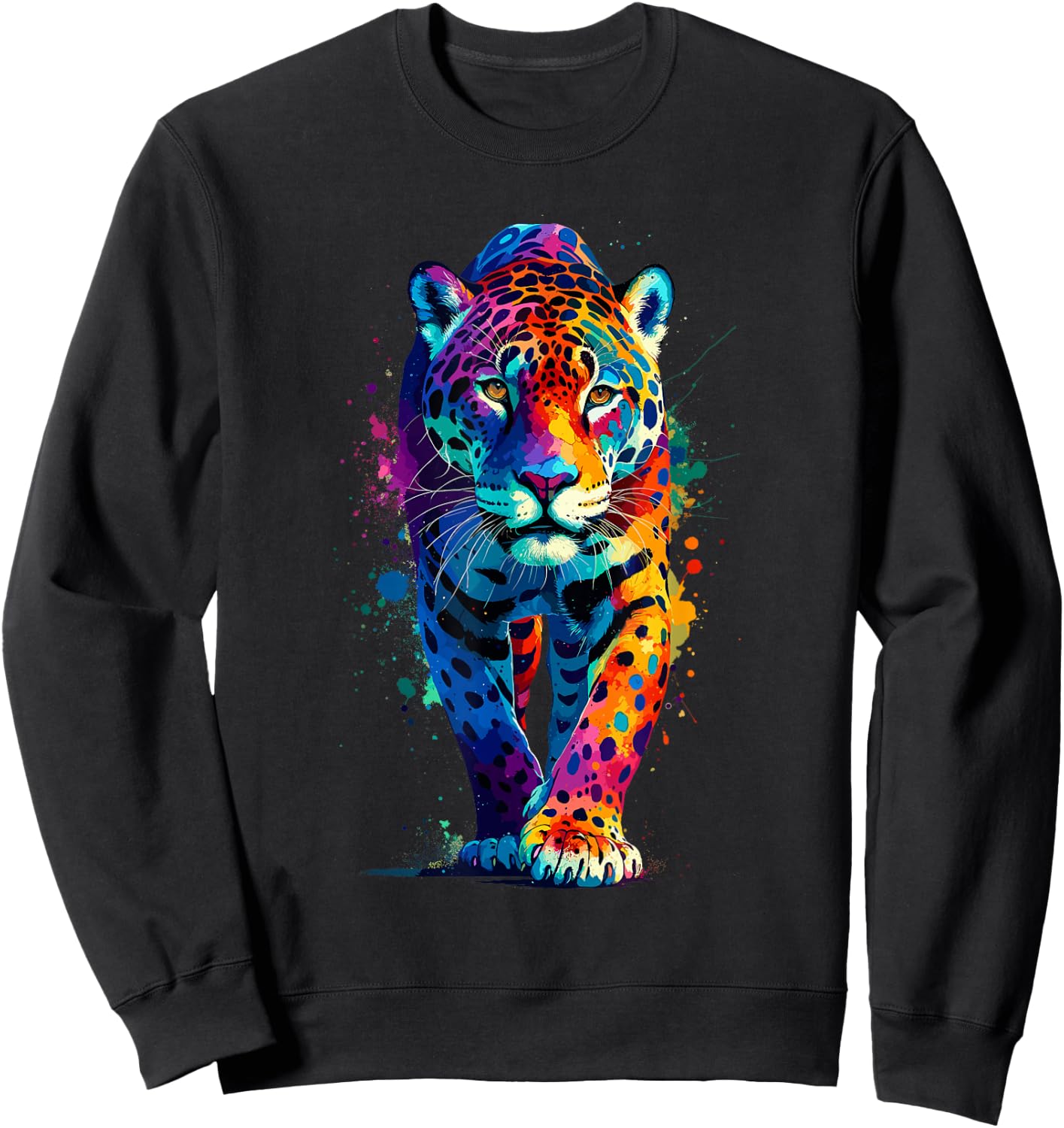 Colorful Splash Art Jaguar Jaguars Zoo Sweatshirt - Sweatshirt | Black