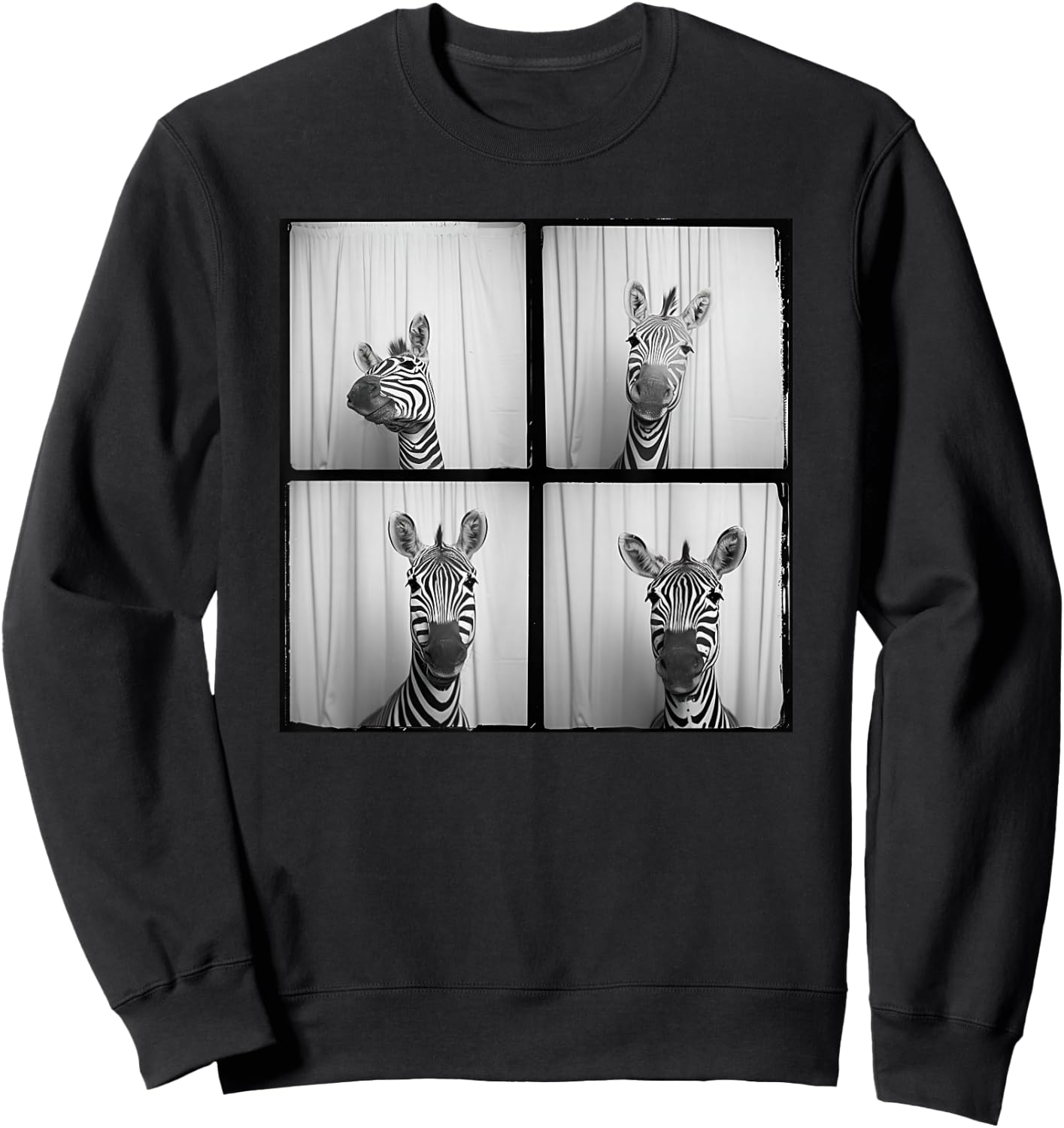 Cute Zebra Face Photobooth Safari Zoo Animal Sweatshirt - Sweatshirt | Black