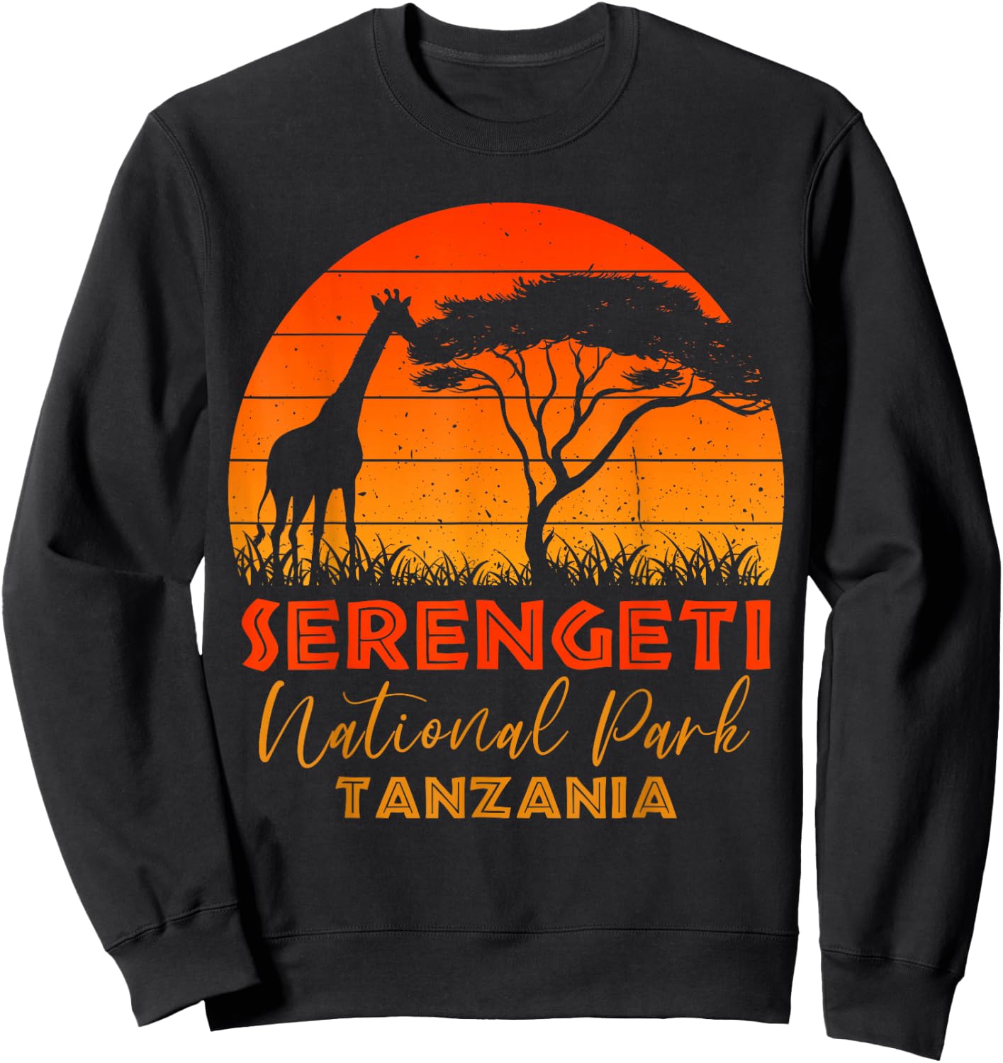 Serengeti National Park Tanzania Giraffe Safari Retro Sweatshirt - Sweatshirt | Black