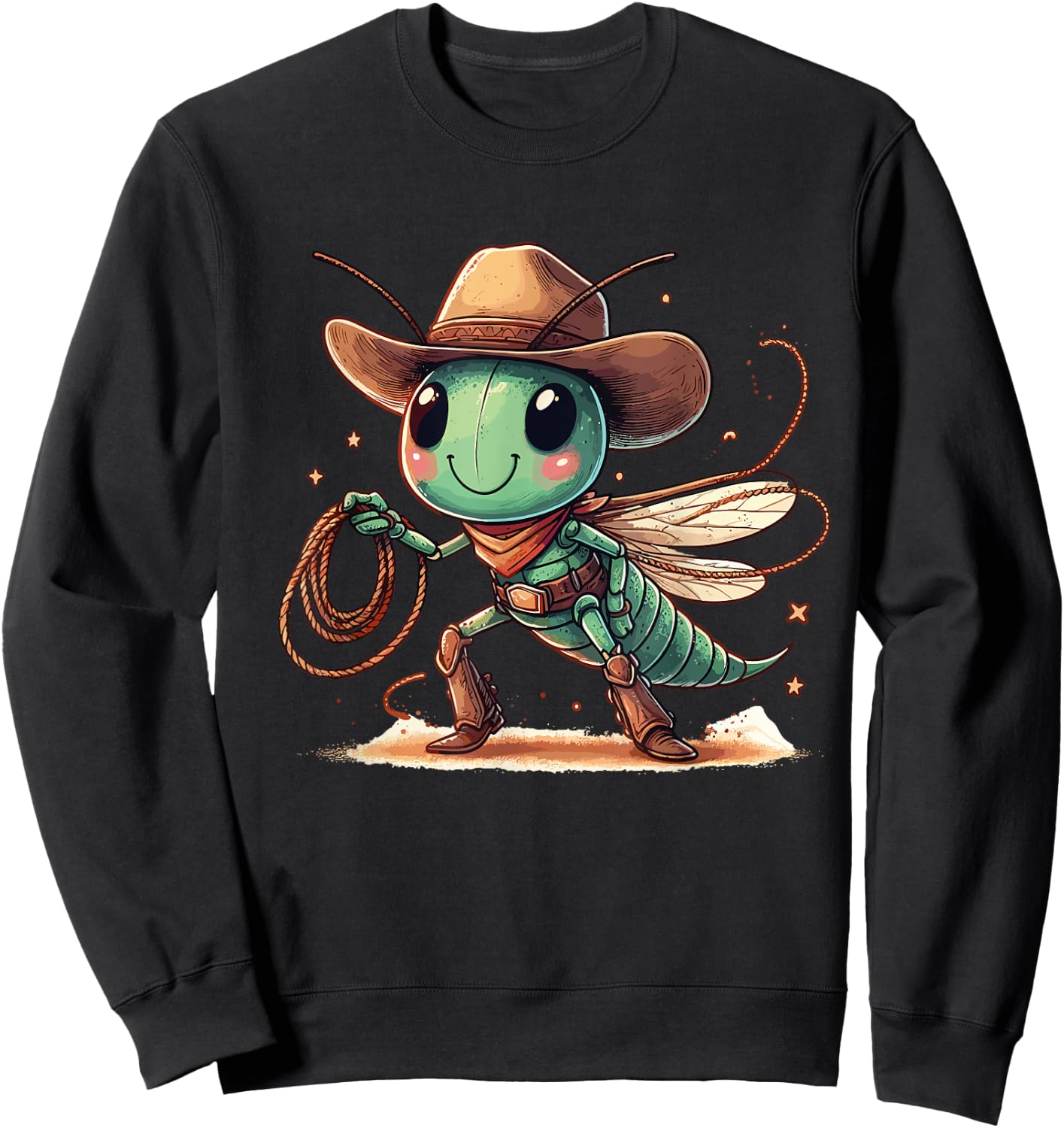 Western Rodeo Cowboy Hat Grasshopper Texas Animals Sweatshirt - Sweatshirt | Black
