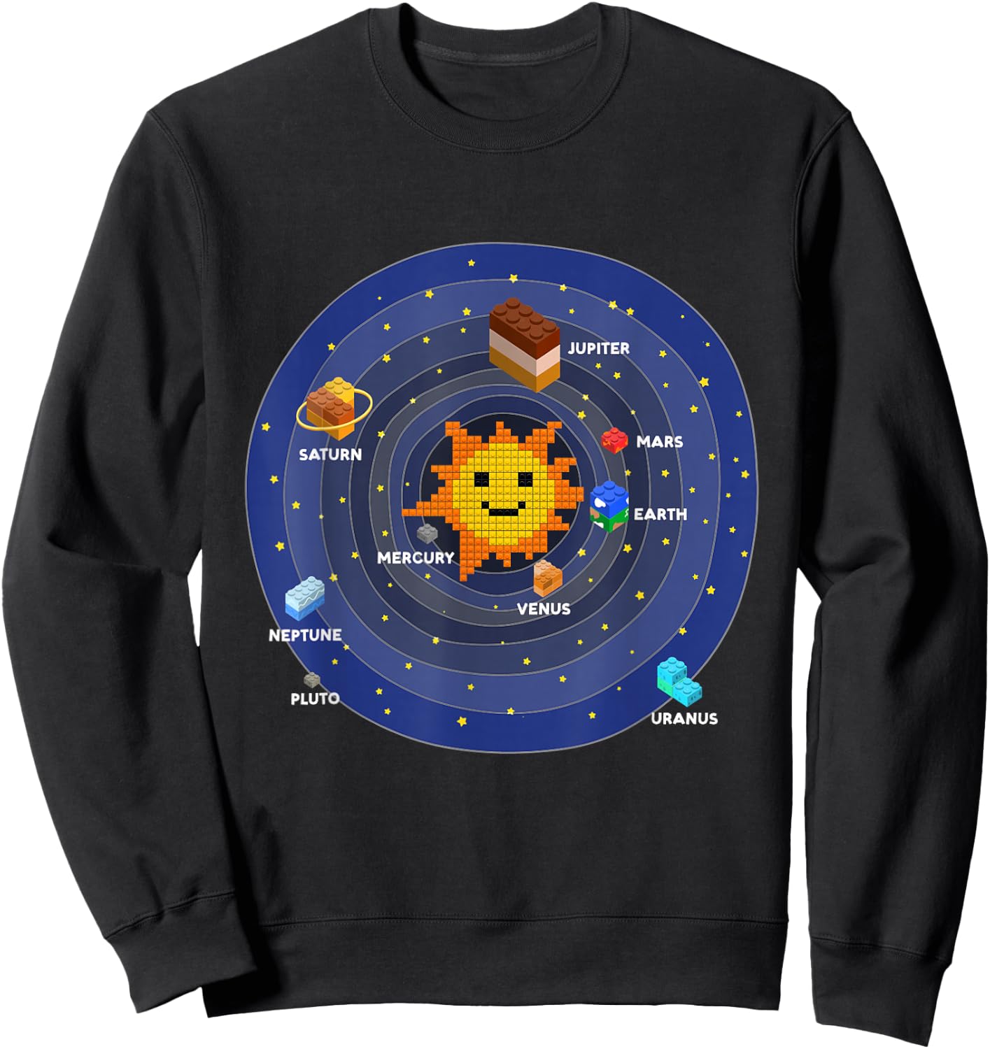 Master Builder Space Brick Building Solar System Science Kid Sweatshirt - Sweatshirt | Black