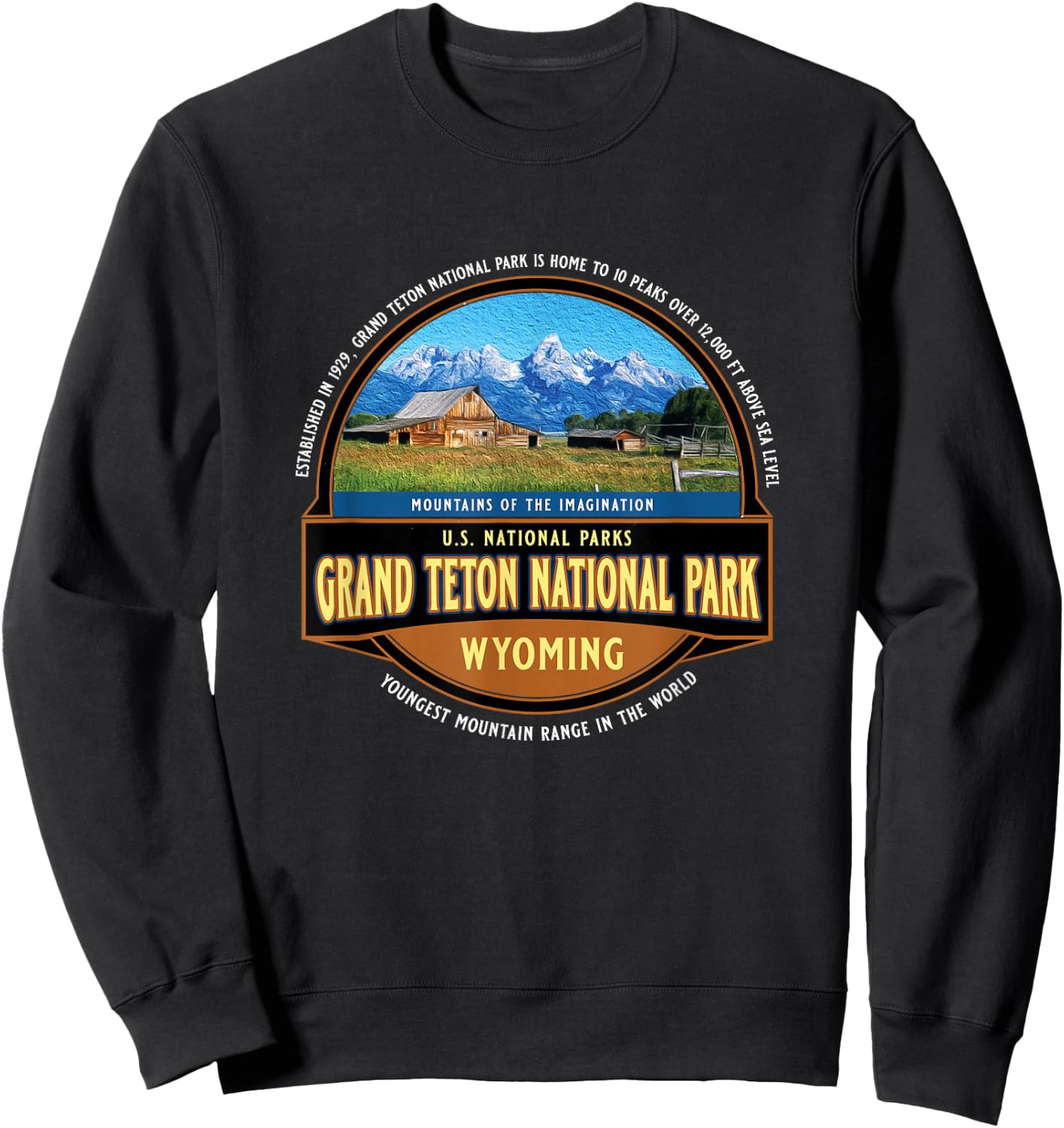 Grand Teton National Park Wyoming USA Mountains Souvenir Sweatshirt - Sweatshirt | Black