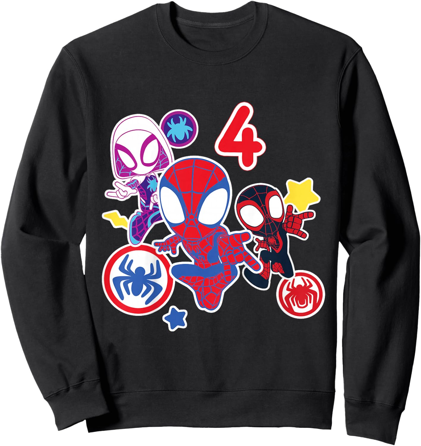 Children's Marvel Spidey and His Amazing Friends 4 Year Old Birthday , black Sweatshirt - Sweatshirt | Black