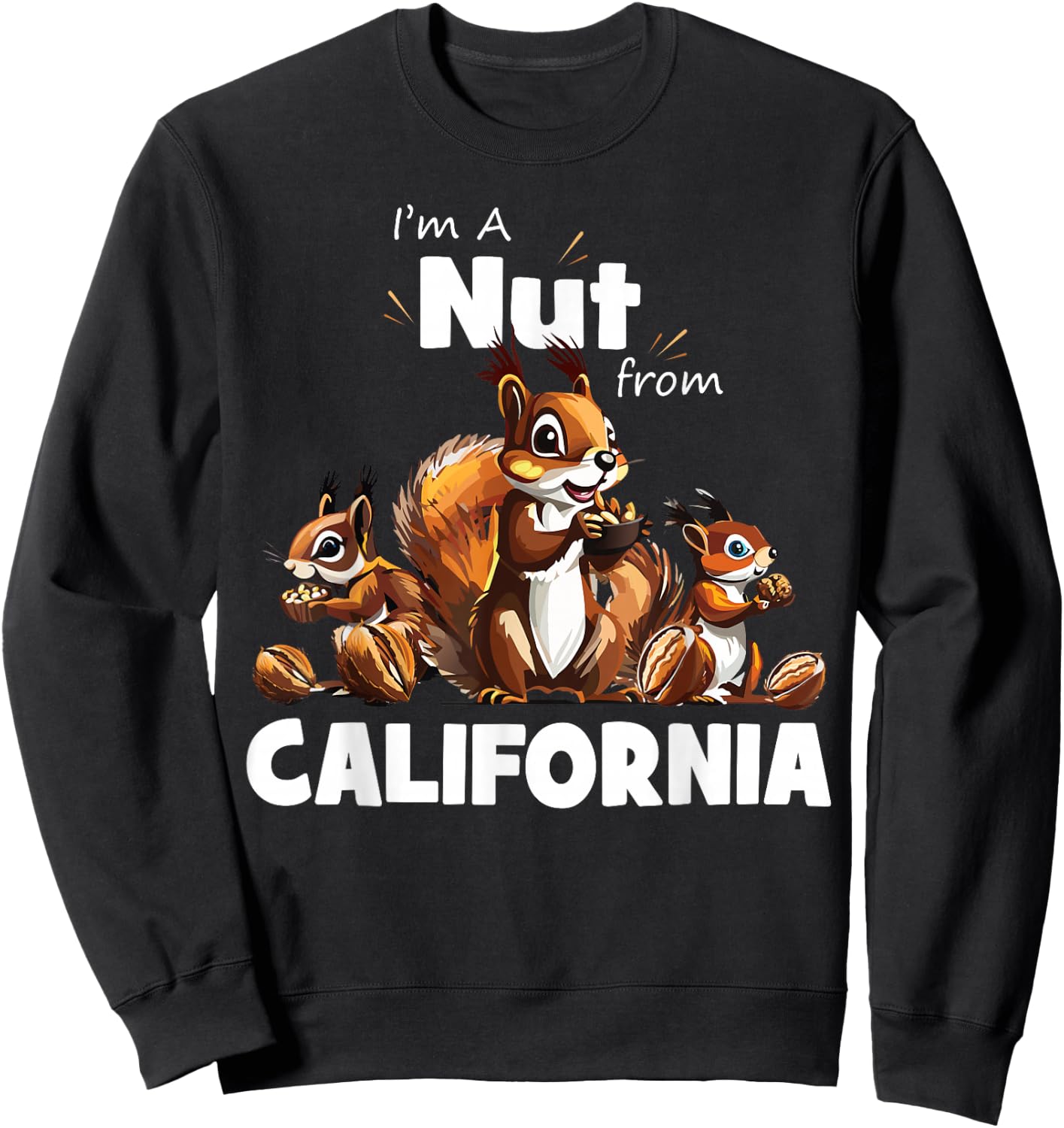 I'm A Nut From California Funny Squirrel Lover Sweatshirt - Sweatshirt | Black