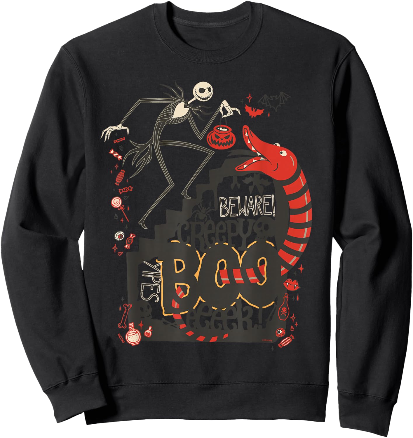 Disney The Nightmare Before Christmas Jack Halloween Boo Sweatshirt - Sweatshirt | Black