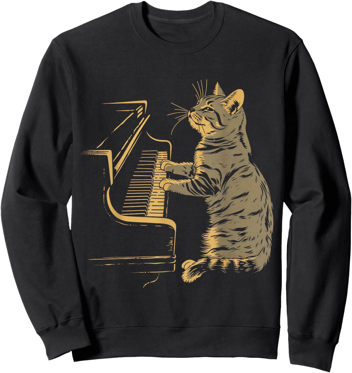 Klavier Katze Lustige Klassische Musik Noten Orchester Pianist Sweatshirt - Sweatshirt | Black