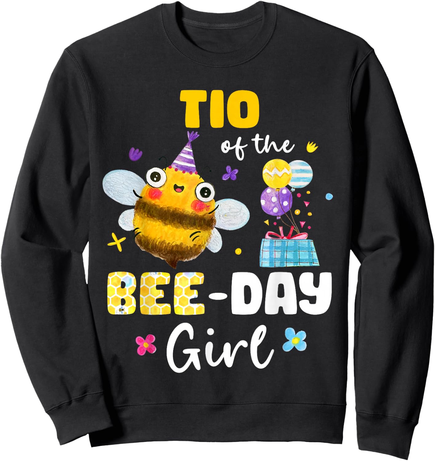 Tio Of Bee-Day Girl Birthday Party Matching Family Sweatshirt - Sweatshirt | Black