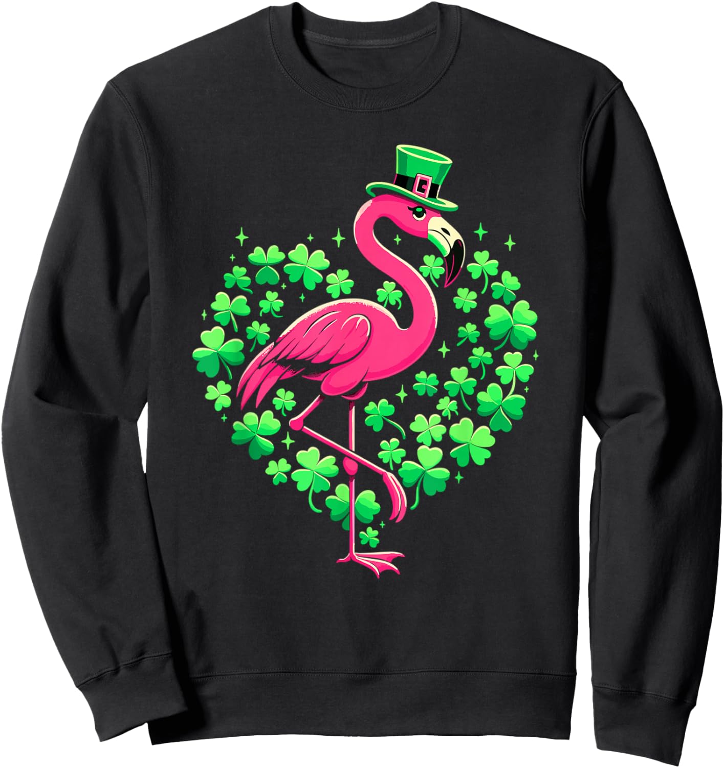 St Patricks Day Irish Flamingo Sweatshirt - Sweatshirt | Black