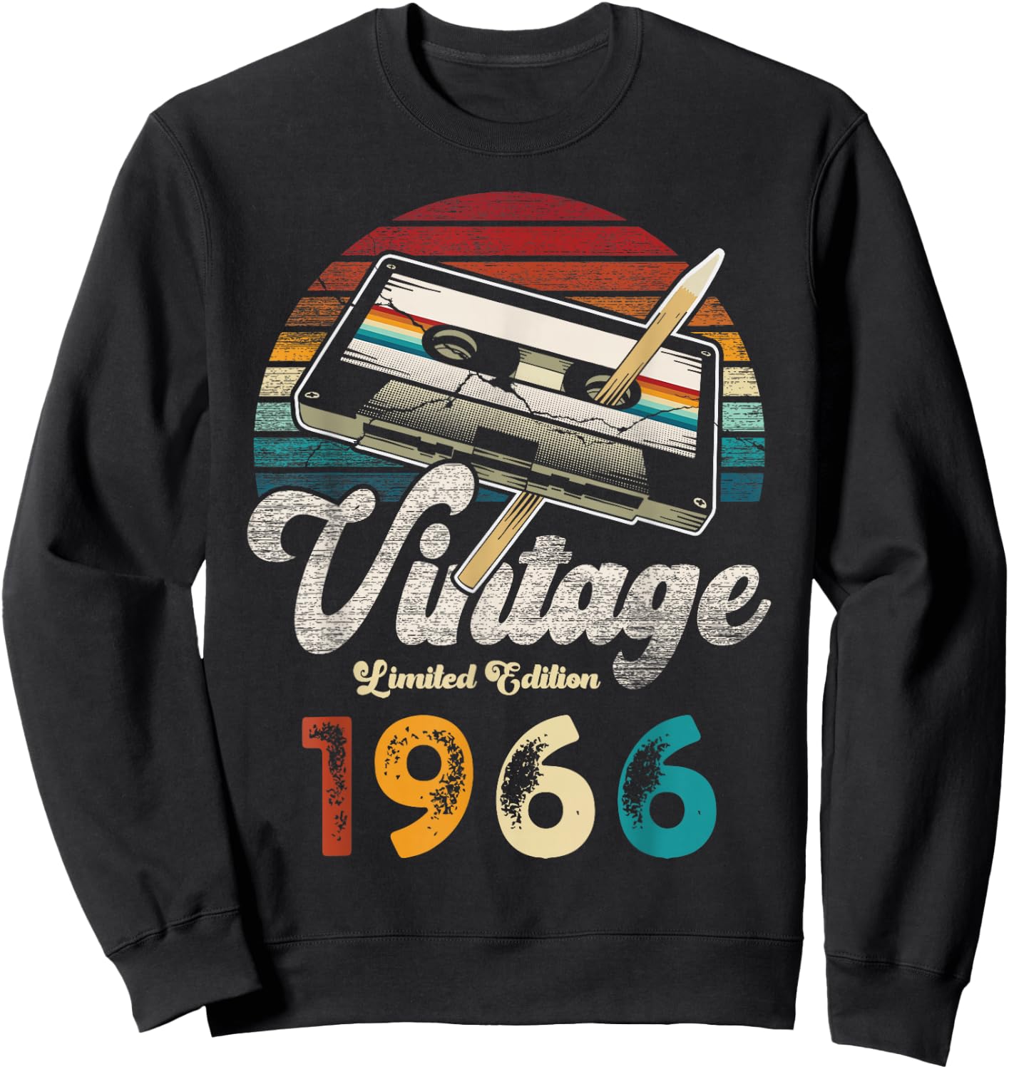 Vintage 1966 Geburtstag 60 Jahre Kassette Bleistift Sweatshirt - Sweatshirt | Black