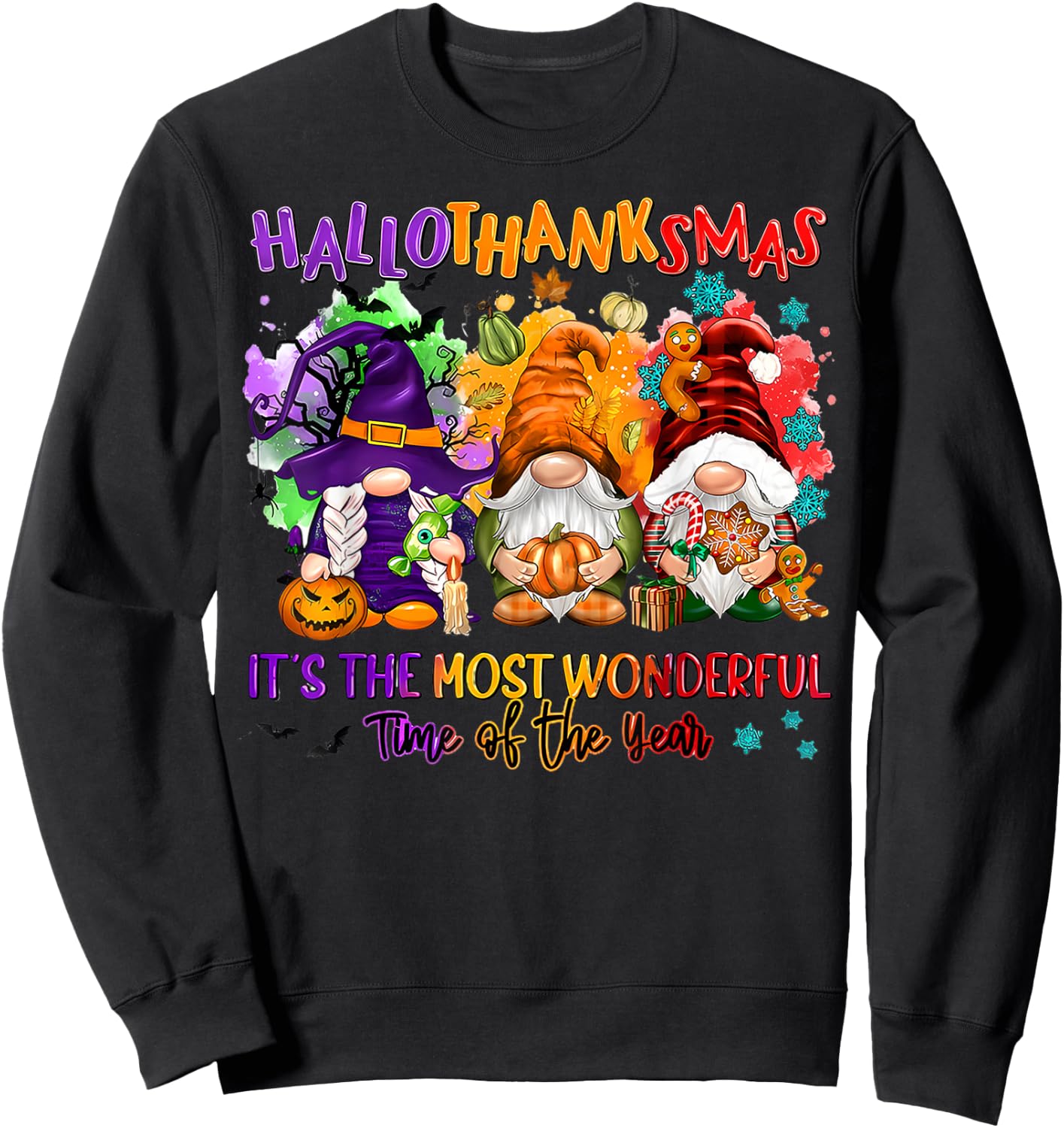 Hallothanksmas It's The Most Wonderful Time Of The Year Sweatshirt - Sweatshirt | Black