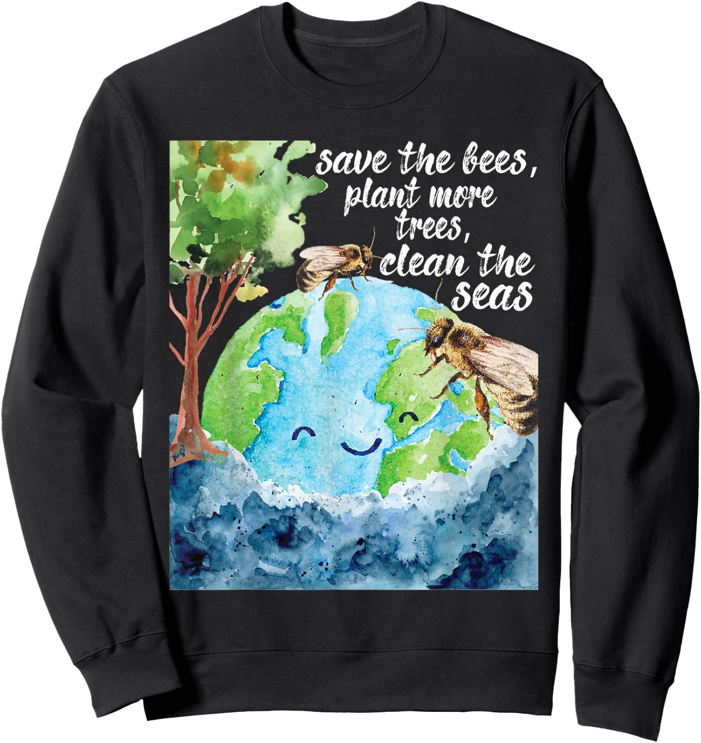 Save The Bees - Environmental Protection Earth Day Climate Sweatshirt - Sweatshirt | Black