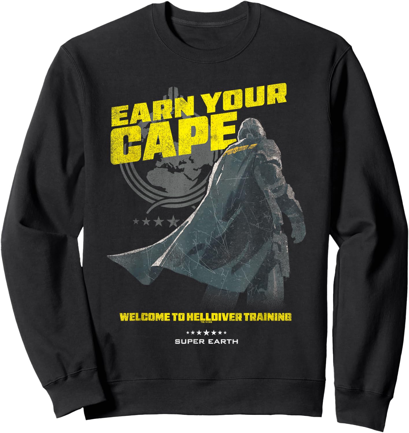 Helldivers 2 Earn Your Cape Super Earth Training Video Game Sweatshirt - Sweatshirt | Black