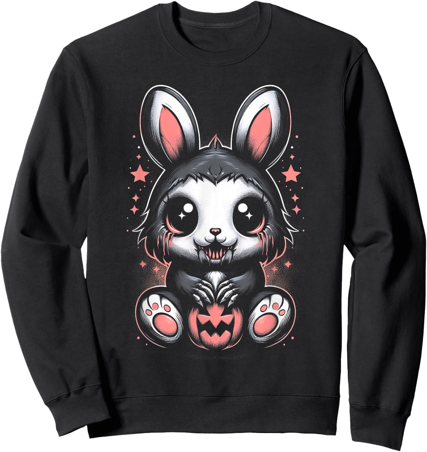 Creepy Cute Bunny Rabbit Alt Goth Grunge Horror Halloween Sweatshirt - Sweatshirt | Black