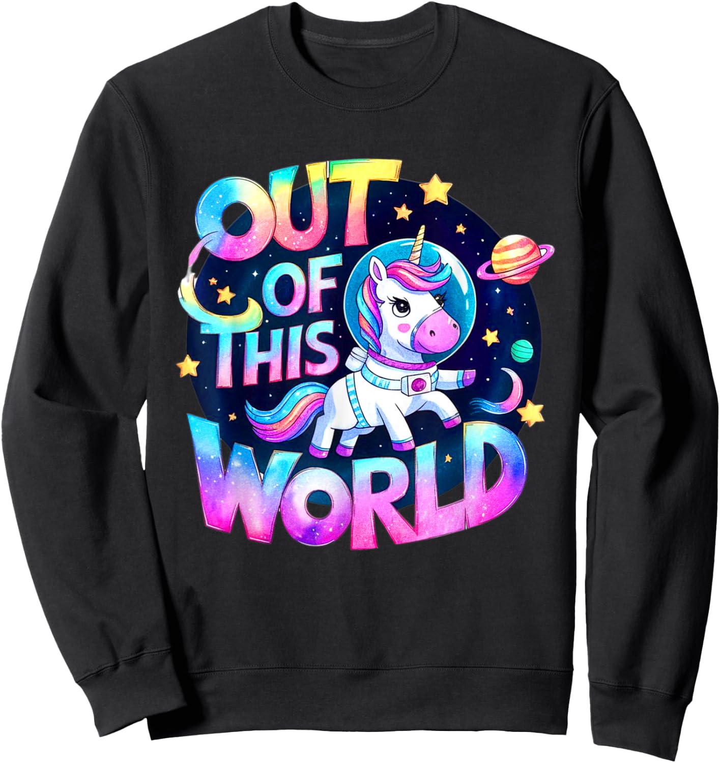 Aventure Kawaii Astronaute Licorne Sweatshirt - Sweatshirt | Black