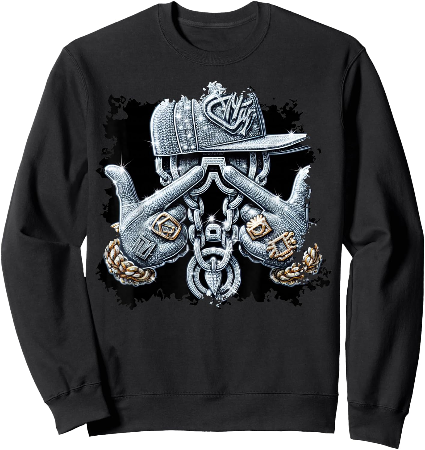 Hip Hop Gangster Bling Rapper , black Sweatshirt - Sweatshirt | Black