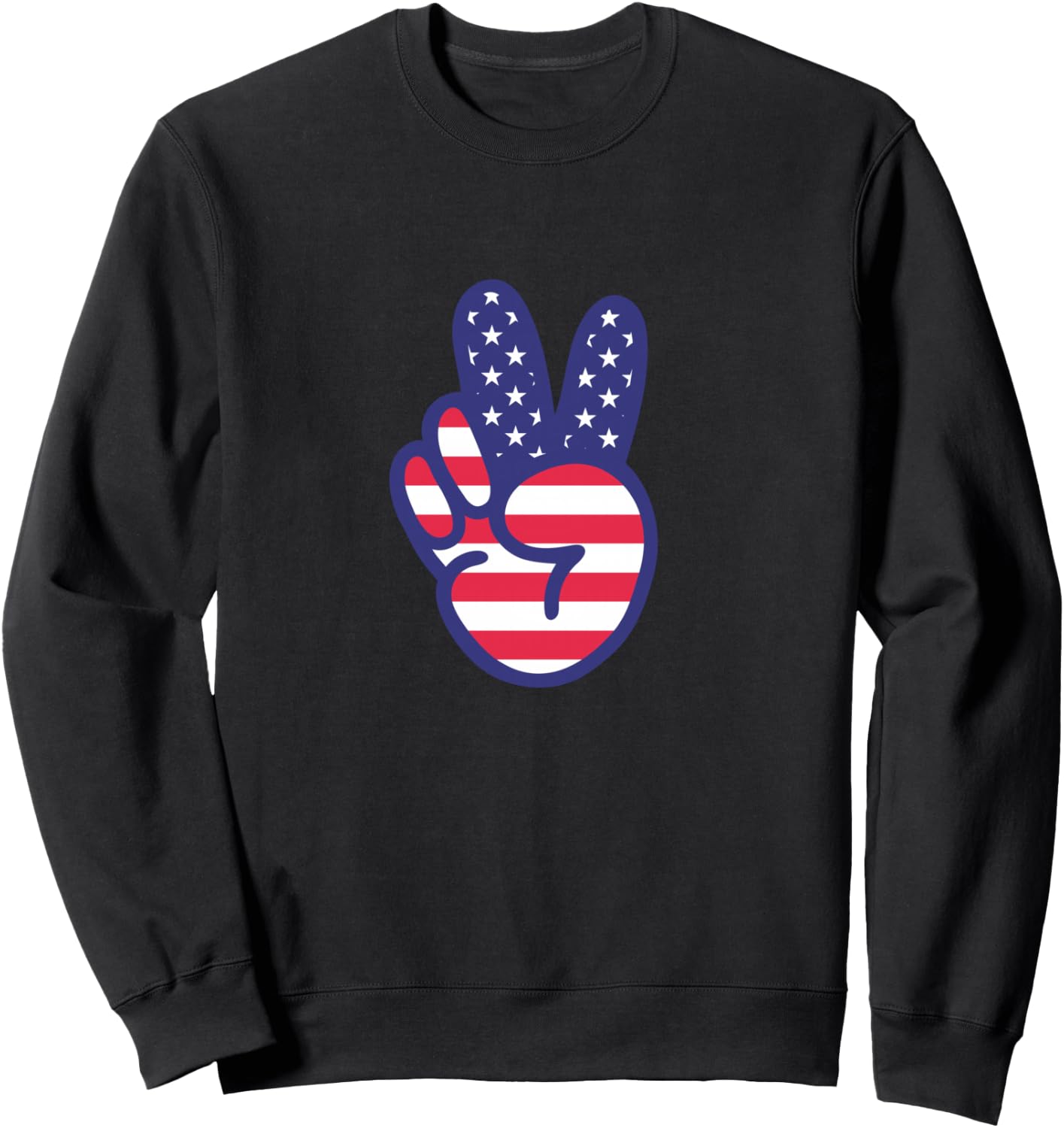 Peace Sign American Flag Sweatshirt - Sweatshirt | Black