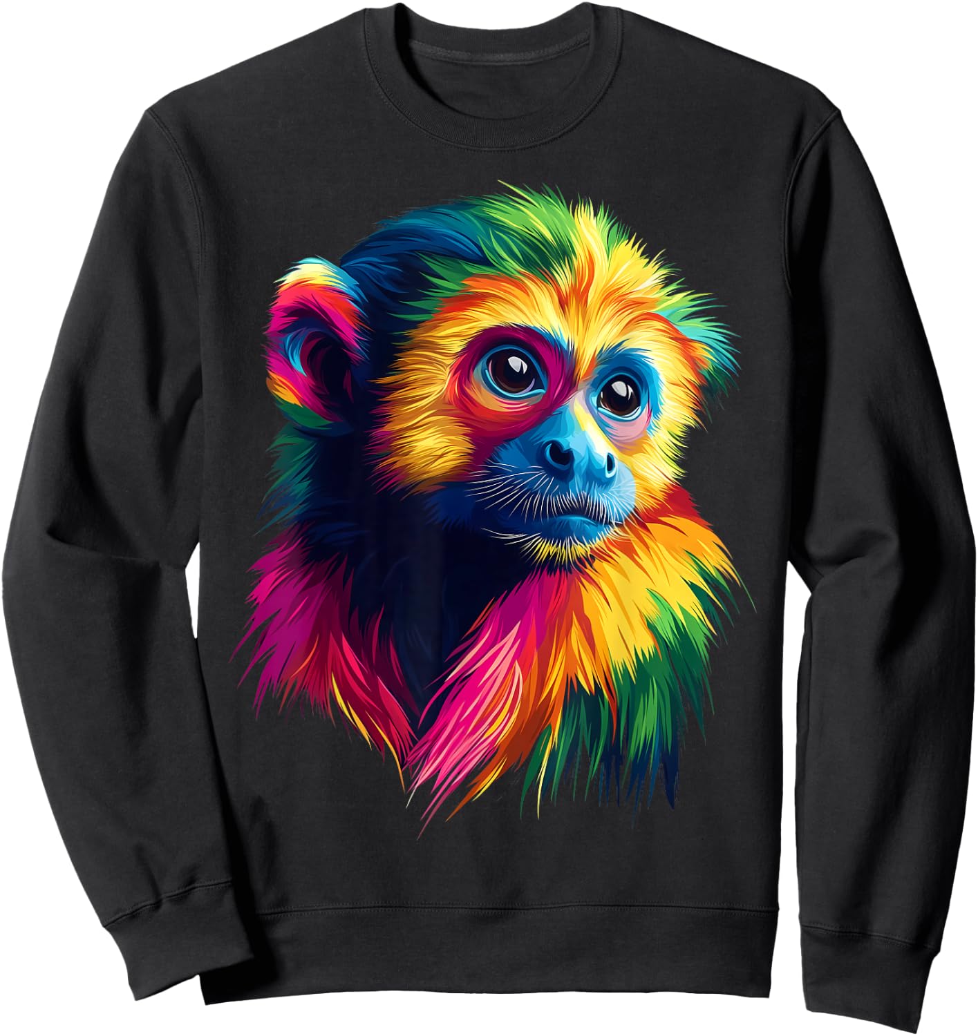 Colorful Capuchin Monkey Cute Rainforest Jungle Animal Black Sweatshirt - Sweatshirt | Black