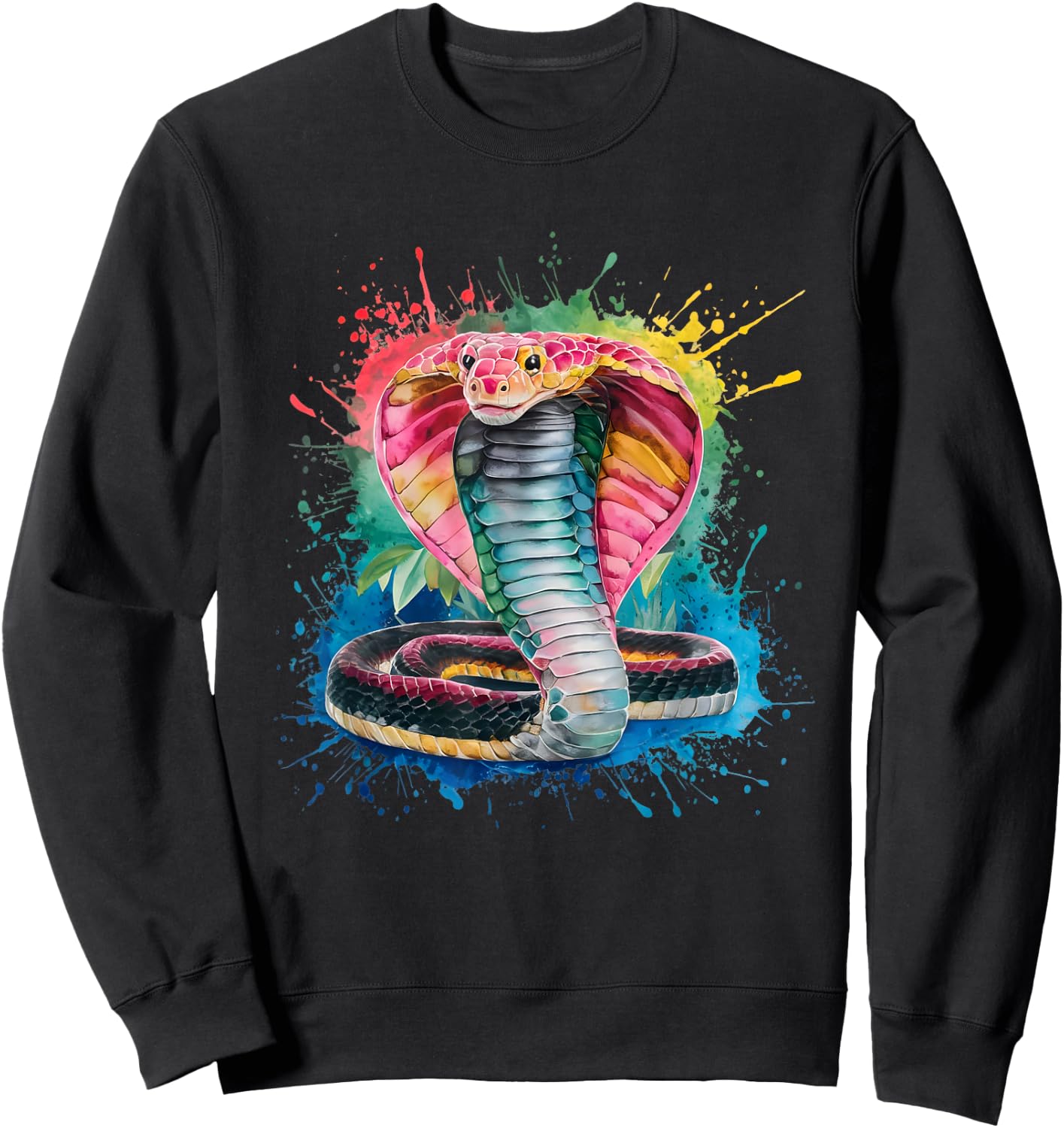 Cobra Men's Women's Colourful Watercolour Cobra Sweatshirt - Sweatshirt | Black