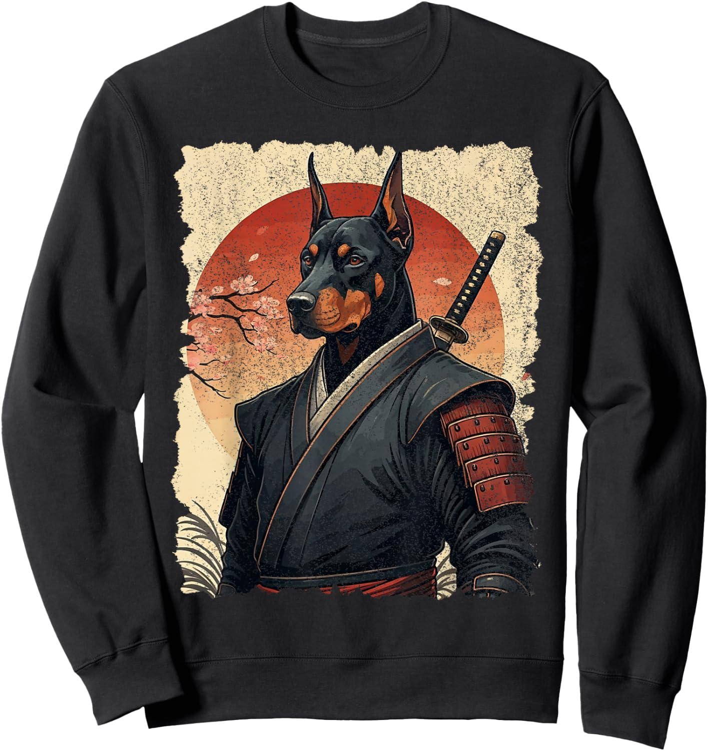 Ninja Doberman Samurai Warrior Katana Japanese Art Sweatshirt - Sweatshirt | Black