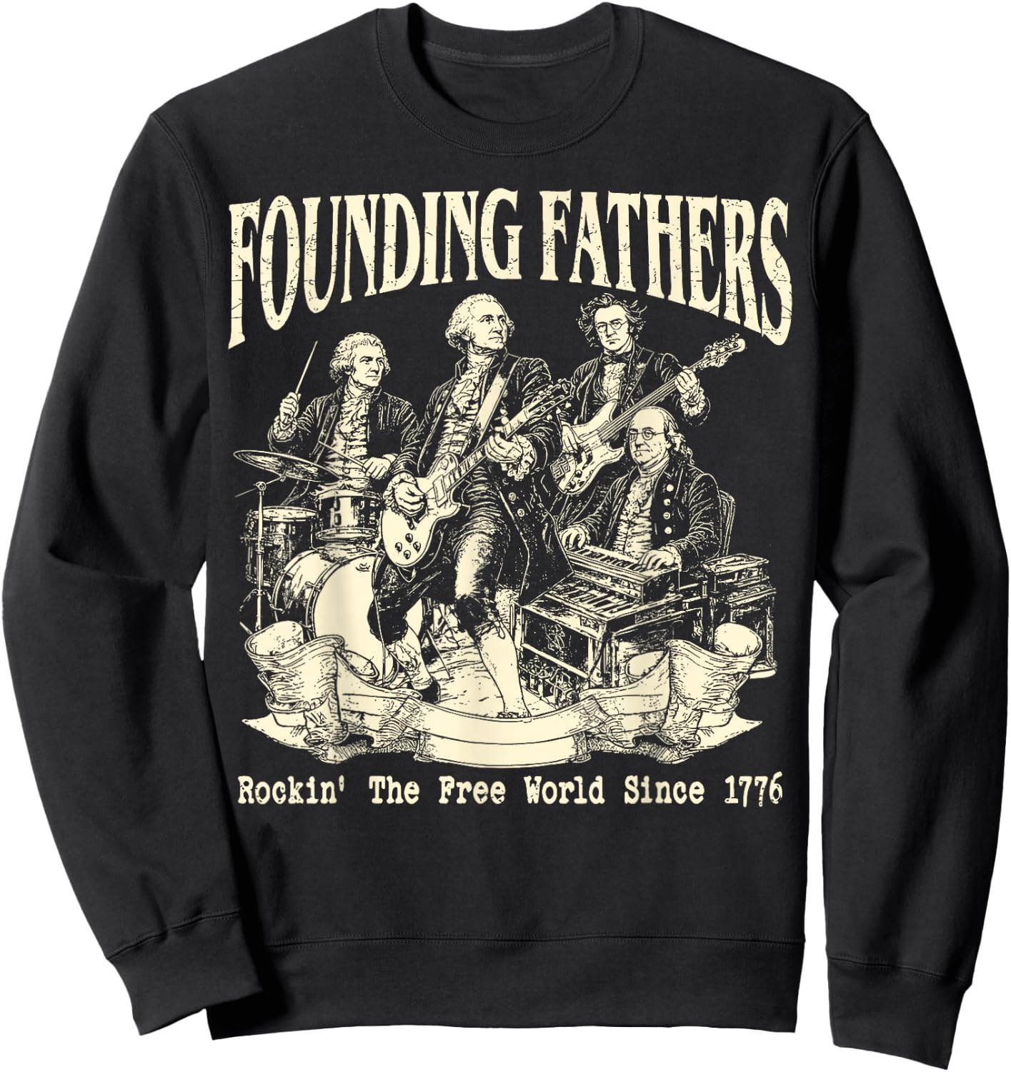 Founding Fathers Fan Club Est 1776 250 Years 4th of July Sweatshirt - Sweatshirt | Black