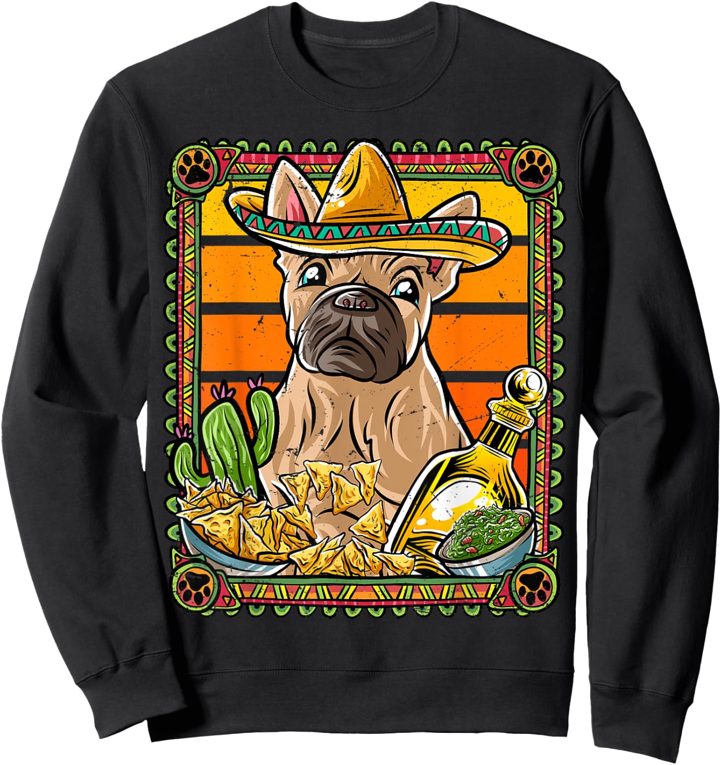 French Bulldog Cinco De Mayo Mexican Sombrero Frenchie Dog Sweatshirt - Sweatshirt | Black