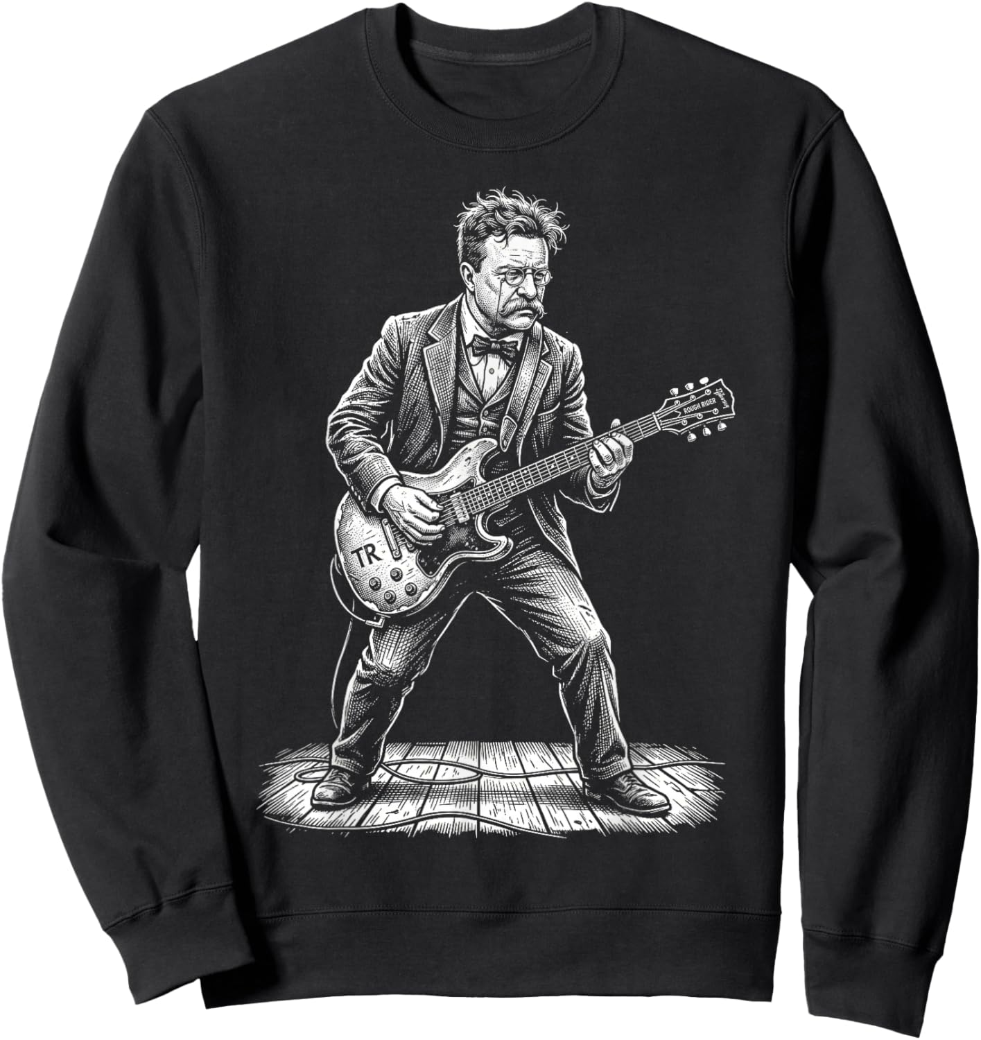 Theodore Roosevelt Rockstar President Electric Guitar Art Sweatshirt - Sweatshirt | Black