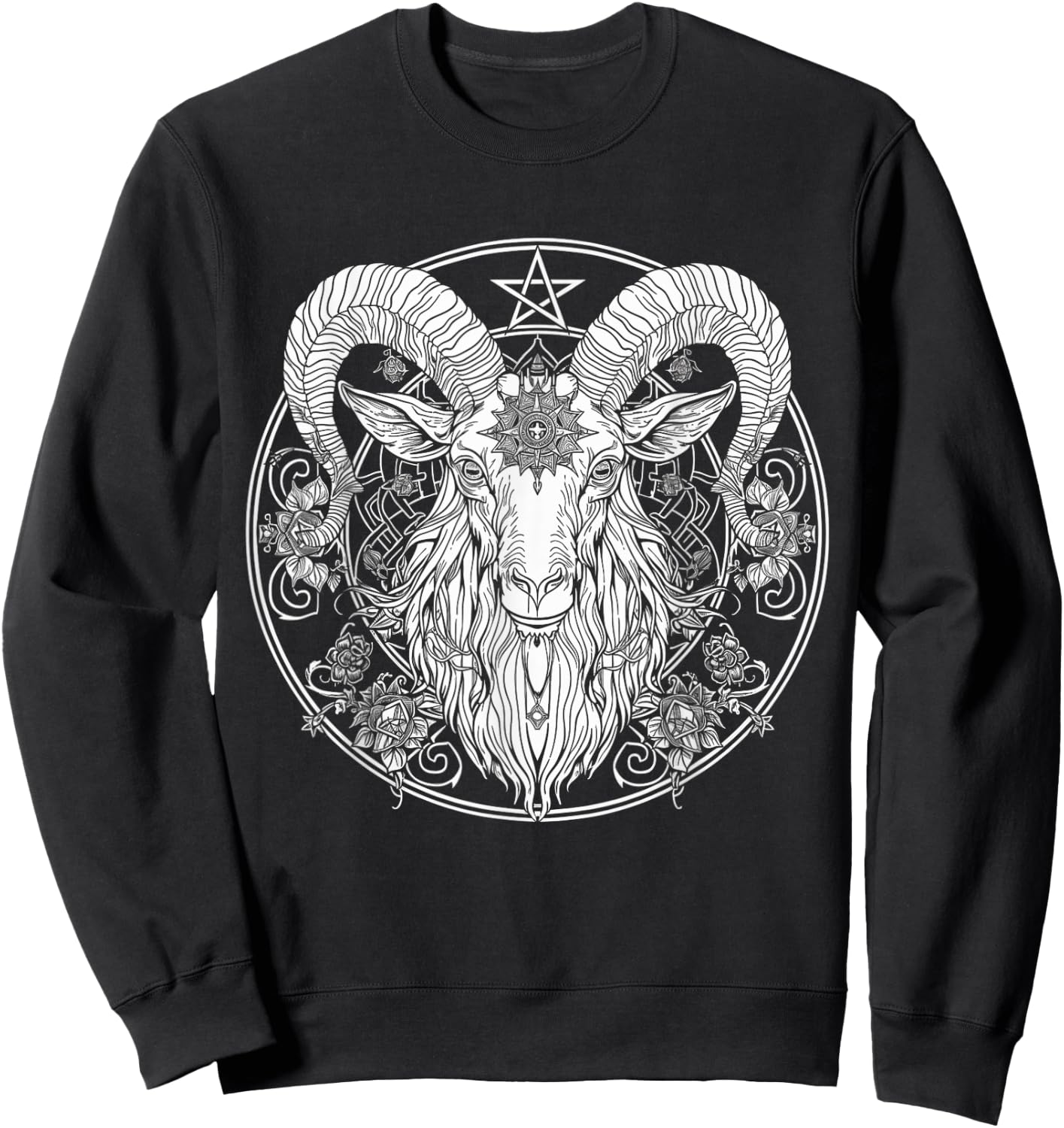 Baphomet Goat Pentagram Satanist Halloween Metal Head Sweatshirt - Sweatshirt | Black