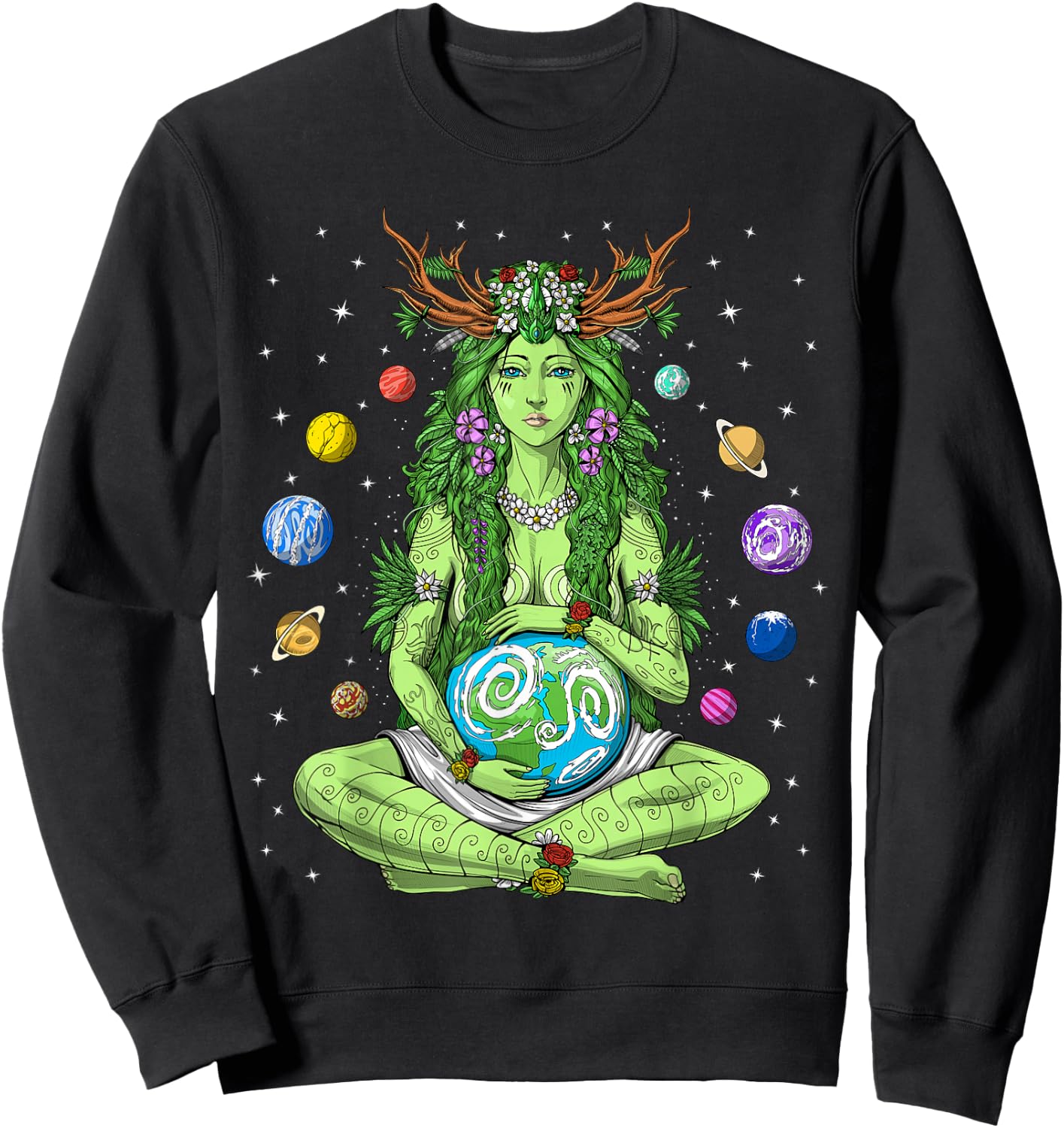 Gaia Greek Goddess Pagan Mother Earth Hippie Nature Witchy Sweatshirt - Sweatshirt | Black