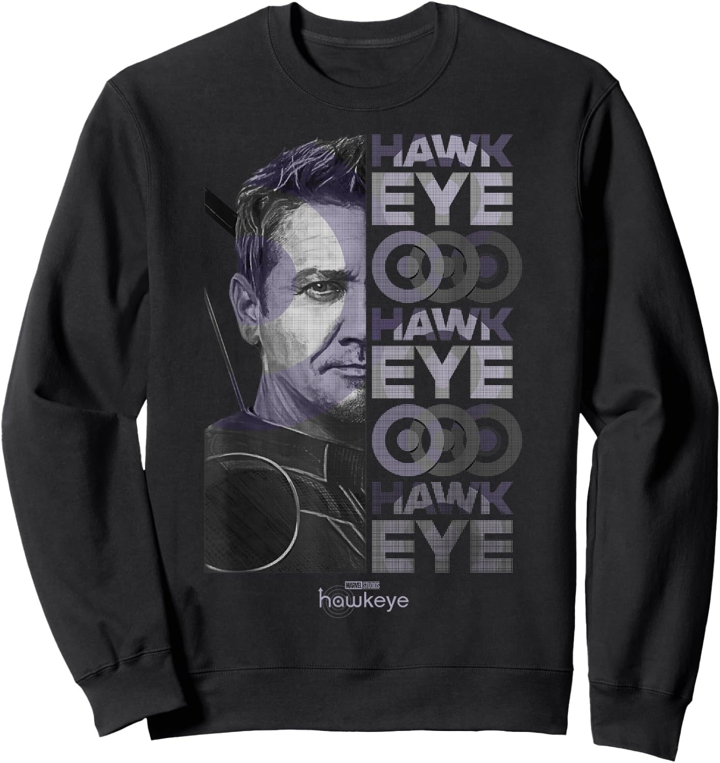 Marvel Hawkeye Half Face Split Design Sweatshirt - Sweatshirt | Black