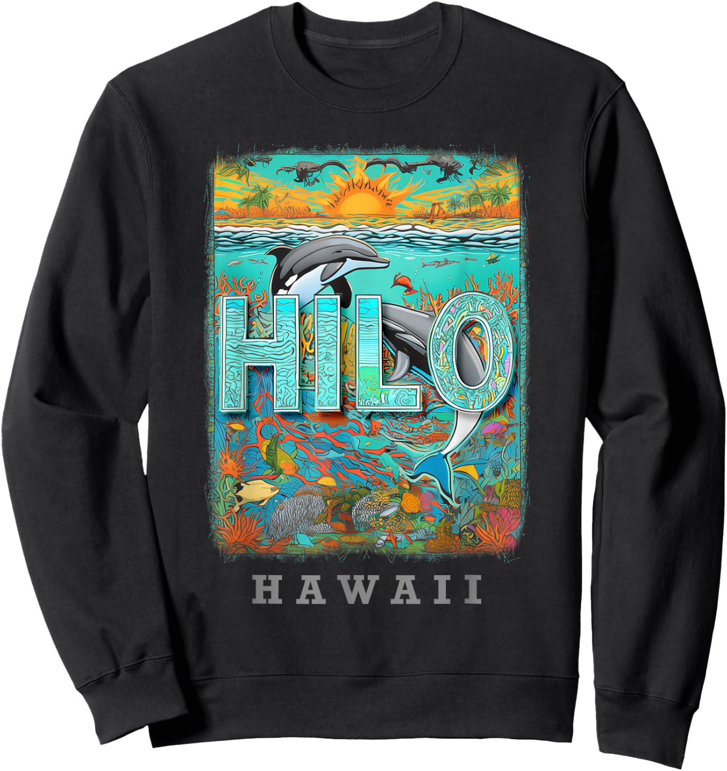 Hilo Hawaii HI Ocean Adventures SD778 Sweatshirt - Sweatshirt | Black