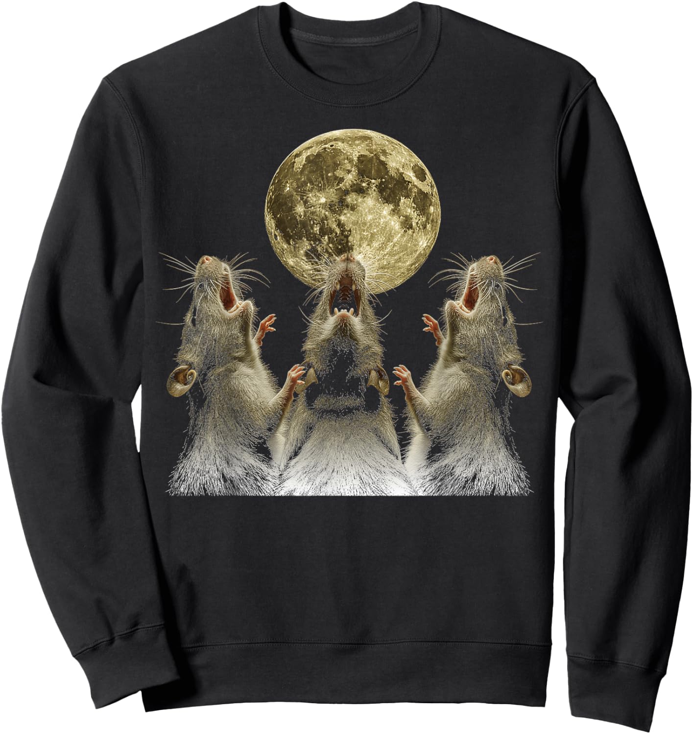 Rat Mouse Howling Moon Sweatshirt - Sweatshirt | Black