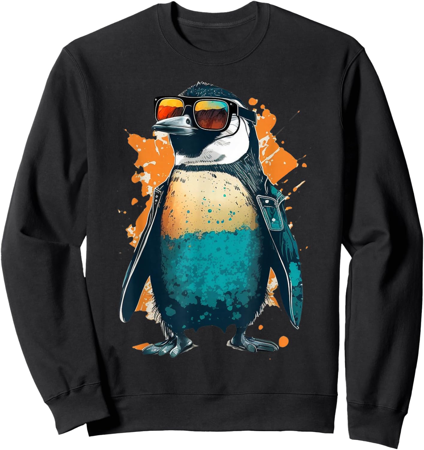 Cooler Pinguin mit Sonnenbrille und Jacke Sweatshirt - Sweatshirt | Black