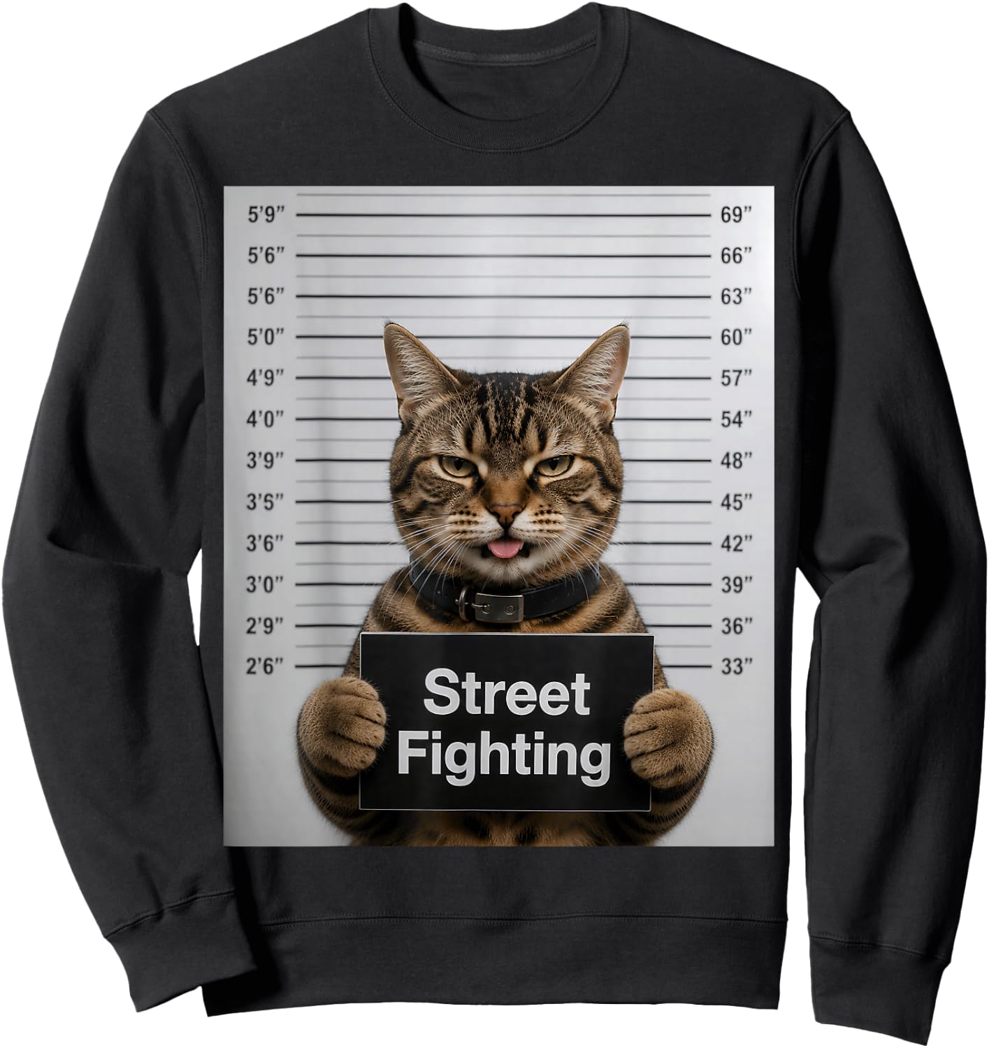 Street Fighting Funny Cat Humor for Kitten Pet Lovers Sweatshirt - Sweatshirt | Black