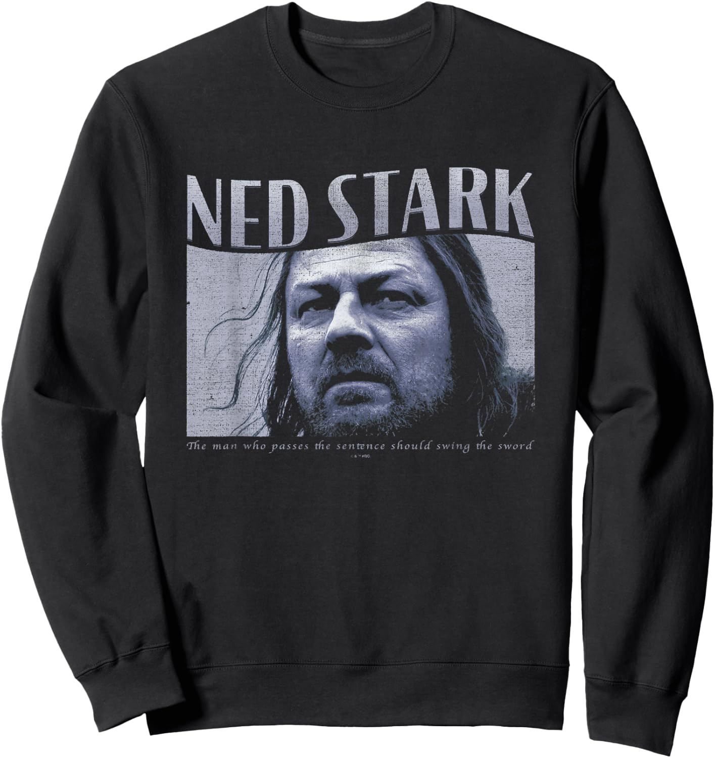 Game Of Thrones Ned Stark Swing The Sword Vintage Panel Sweatshirt - Sweatshirt | Black