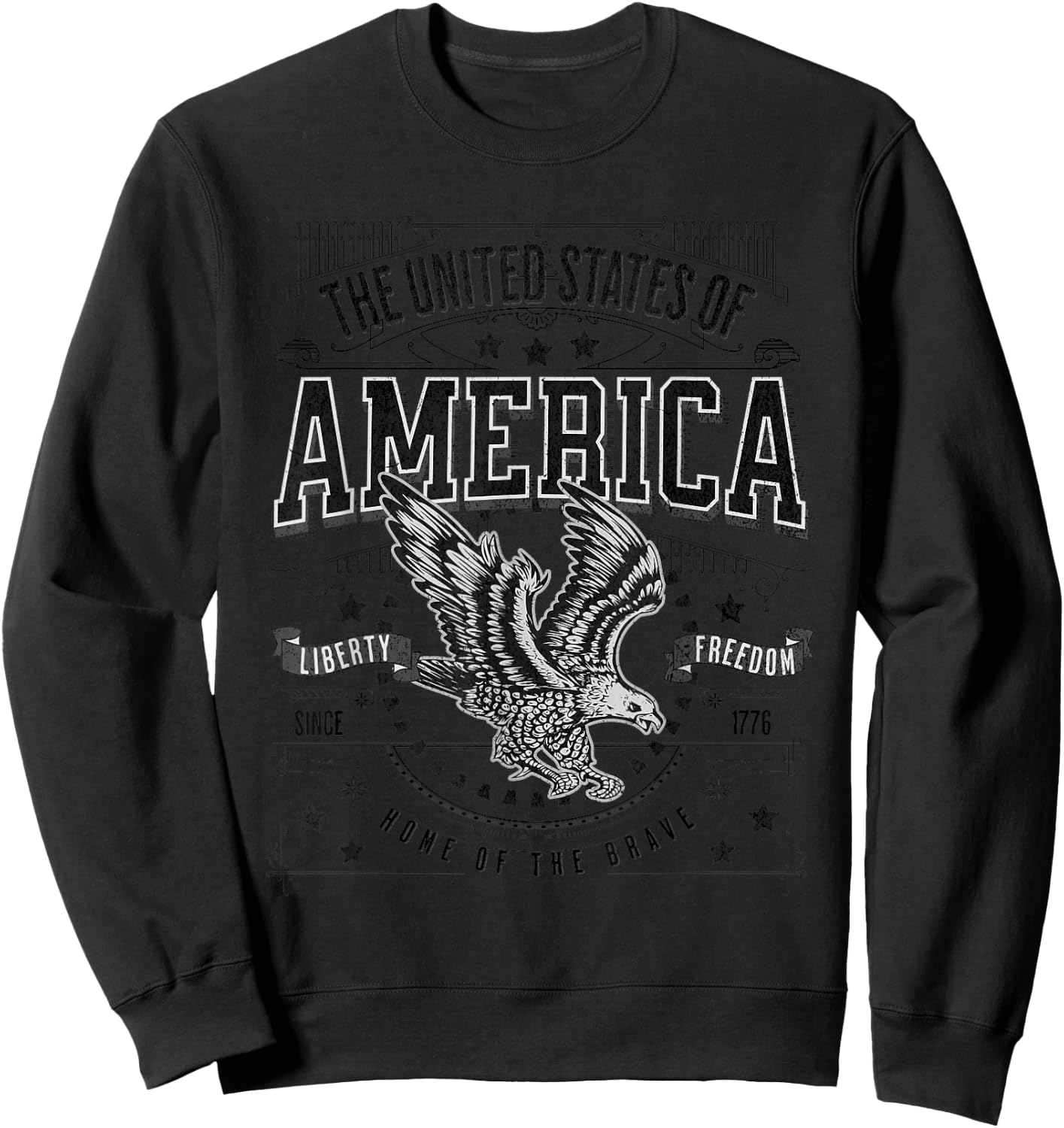 American Eagle - American Flag Patriot USA Men's , white, S Sweatshirt - Sweatshirt | Black