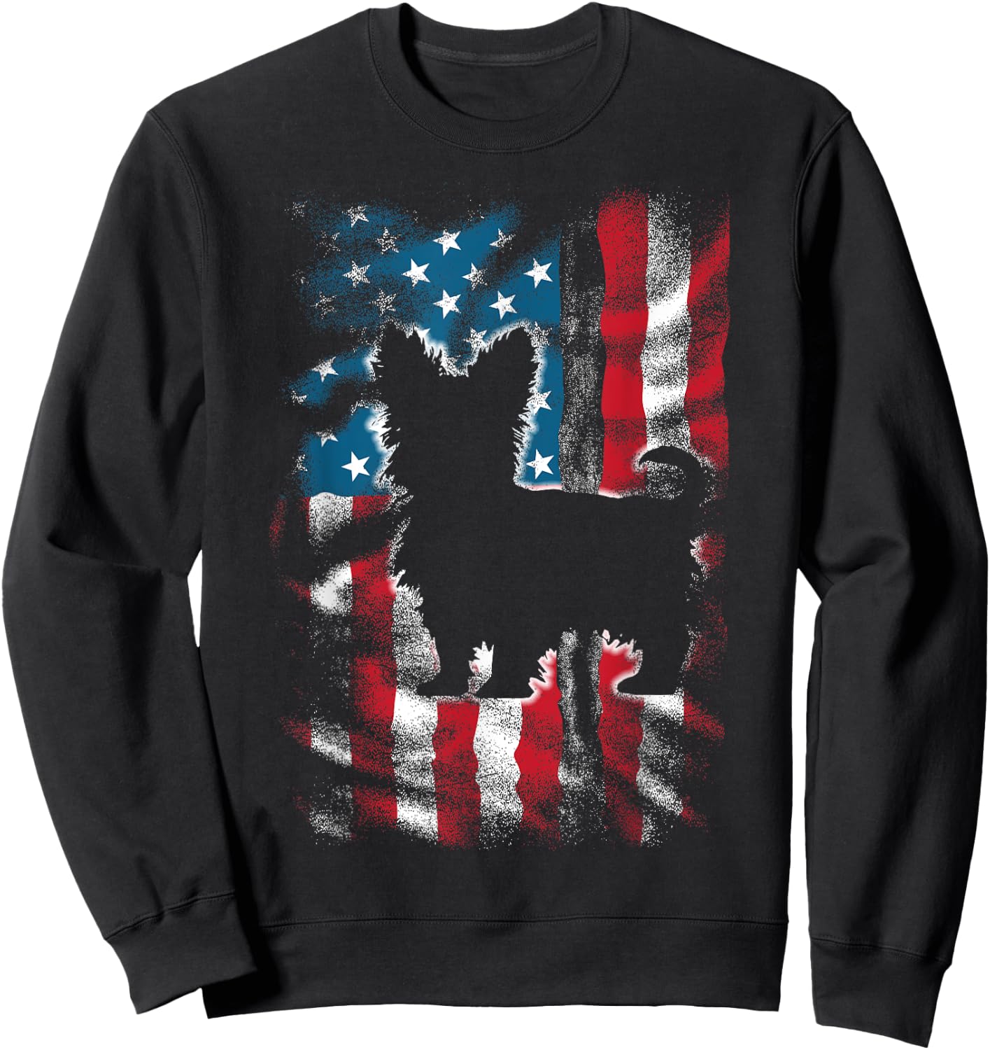American Flag USA Patriot Yorkie Dad Mom Dog Lover Men Women Kids Sweatshirt - Sweatshirt | Black