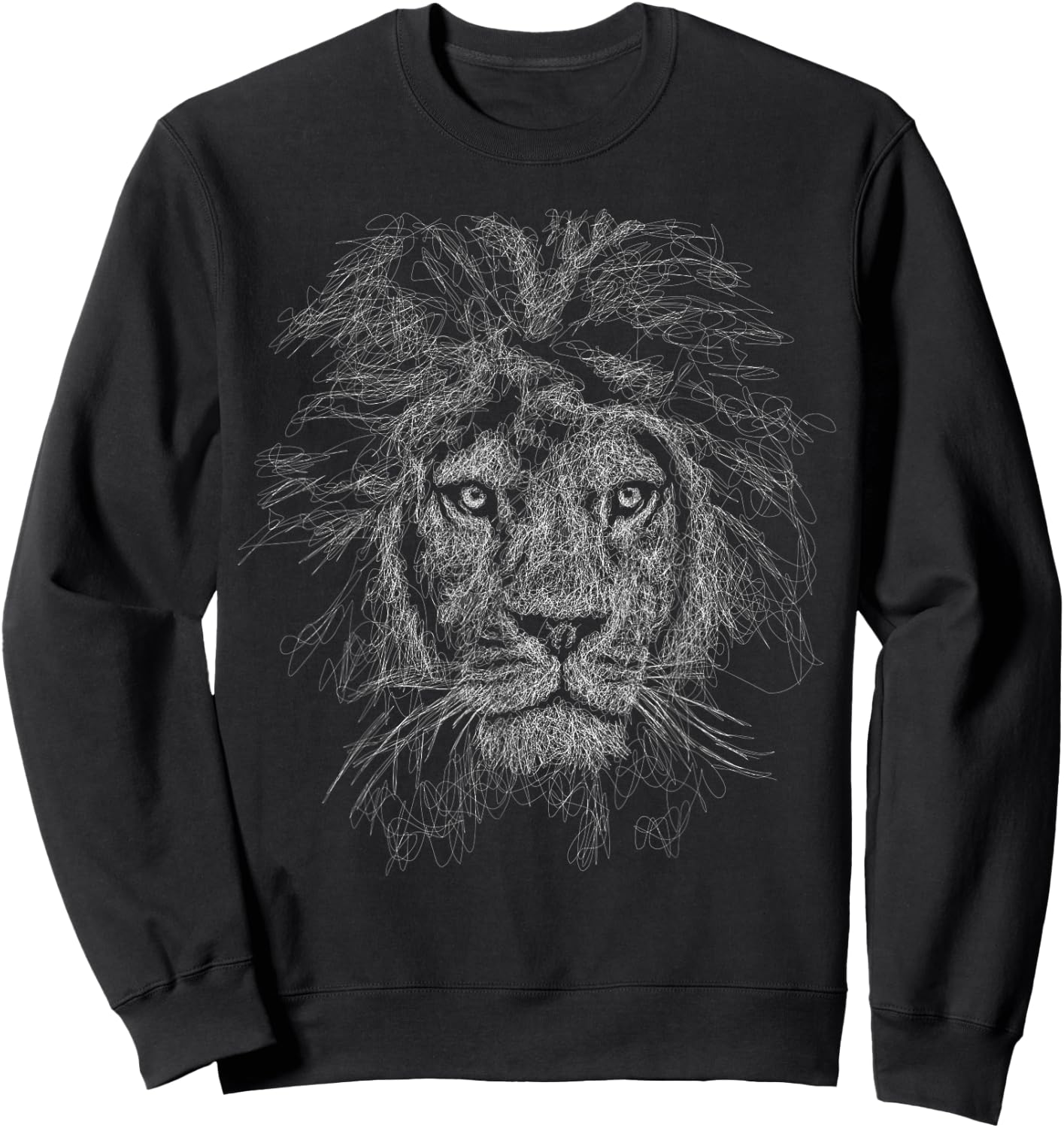 Lion face scribble black art for lover lions King of Animals Sweatshirt - Sweatshirt | Black