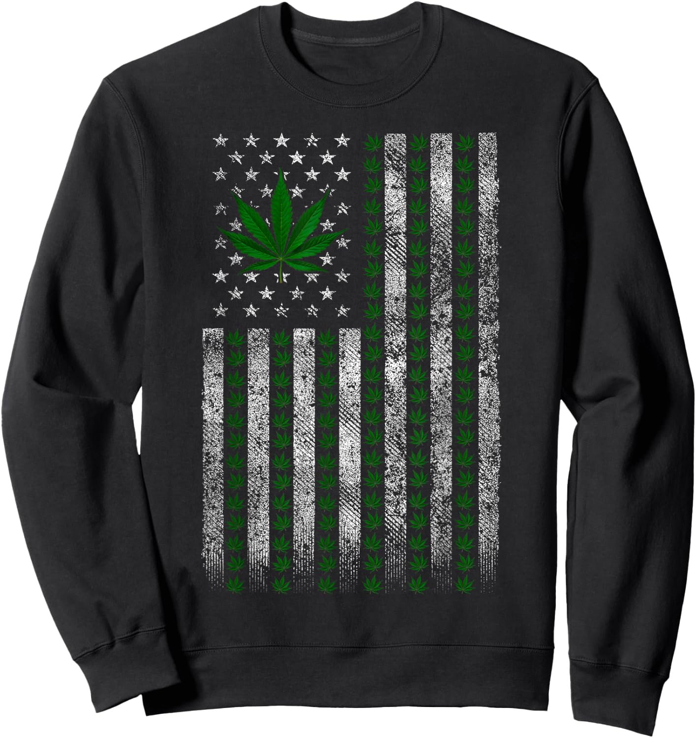 Cannabis Leaf American Flag American Flag Art Cannabis Sweatshirt - Sweatshirt | Black