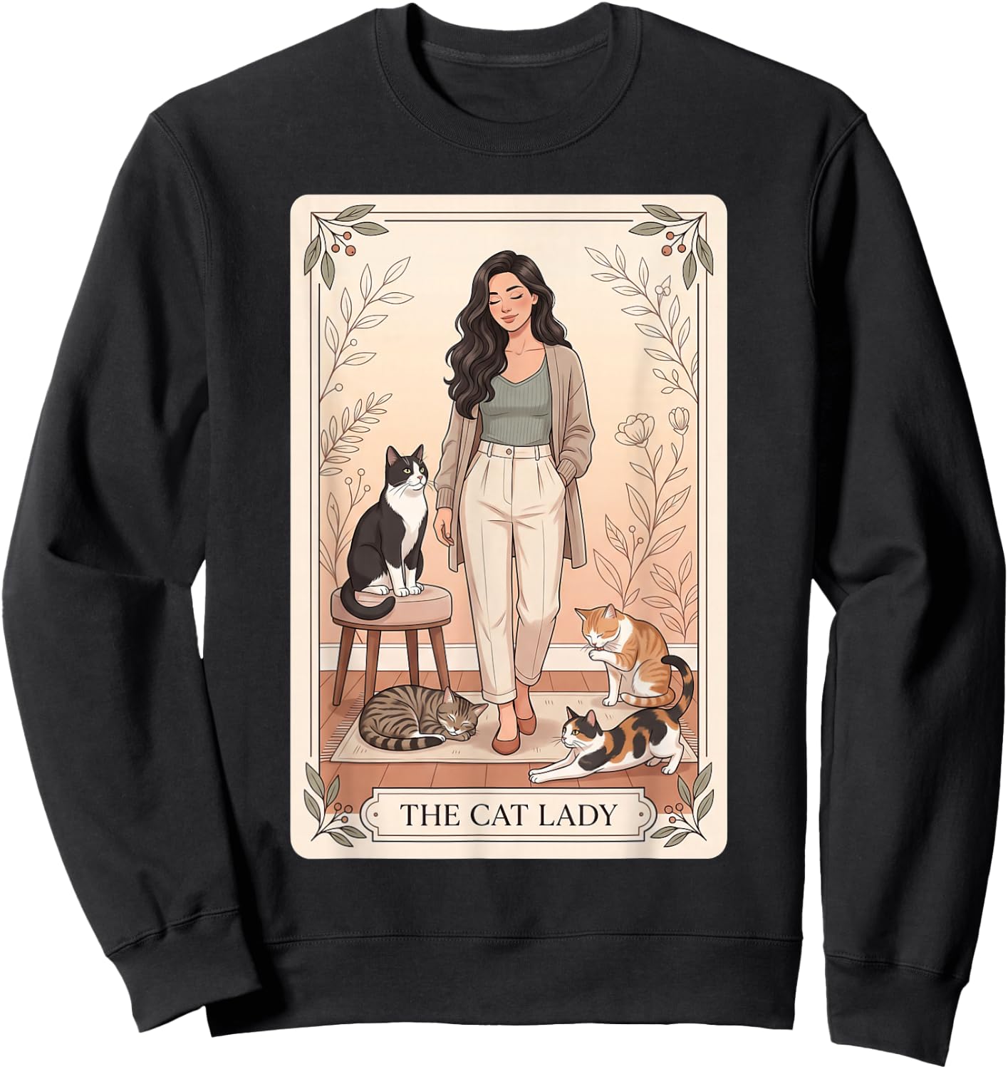 The Cat Lady – Witchy Gothic Tarot Cat Mom & Witch Cat Sweatshirt - Sweatshirt | Black