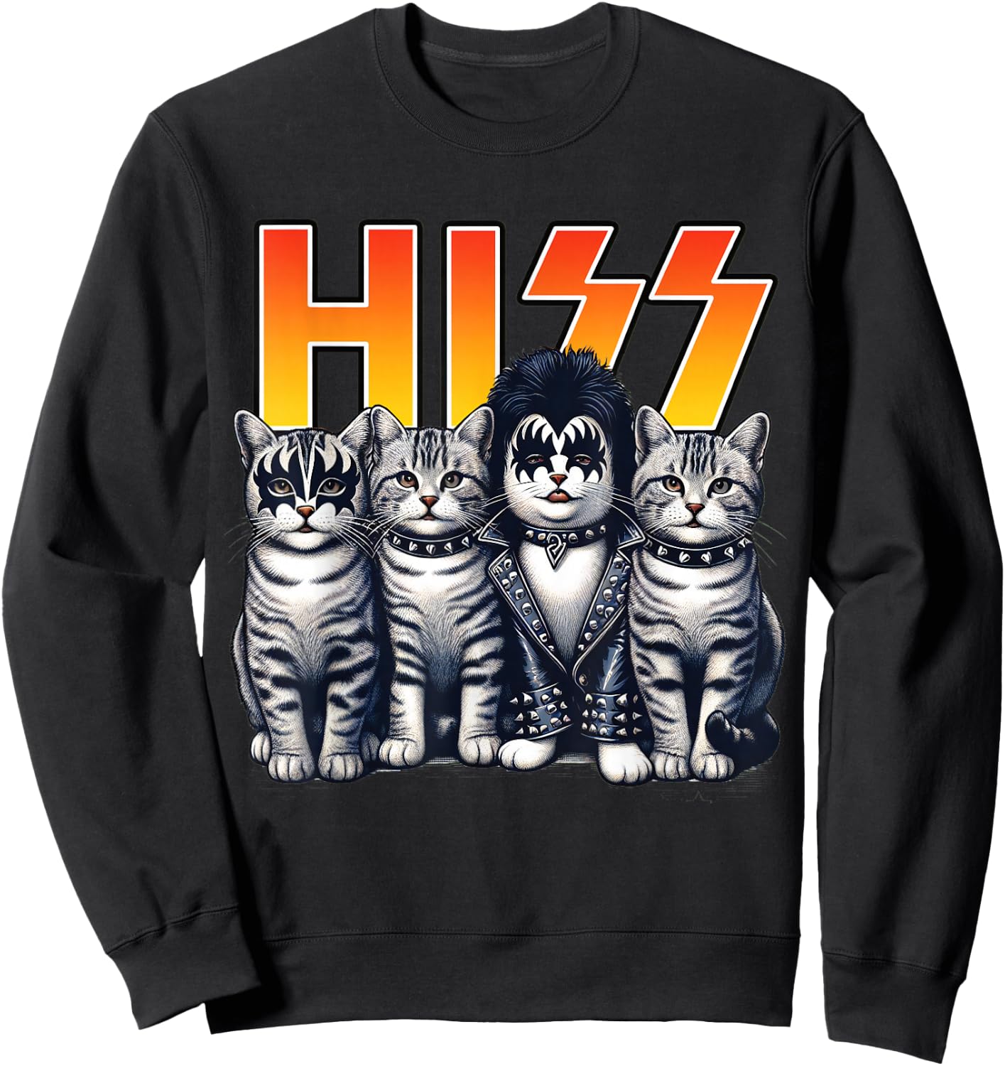 Cute Hiss Cats Rock Kittens Kitty Rocking Music Cat Lovers Sweatshirt - Sweatshirt | Black