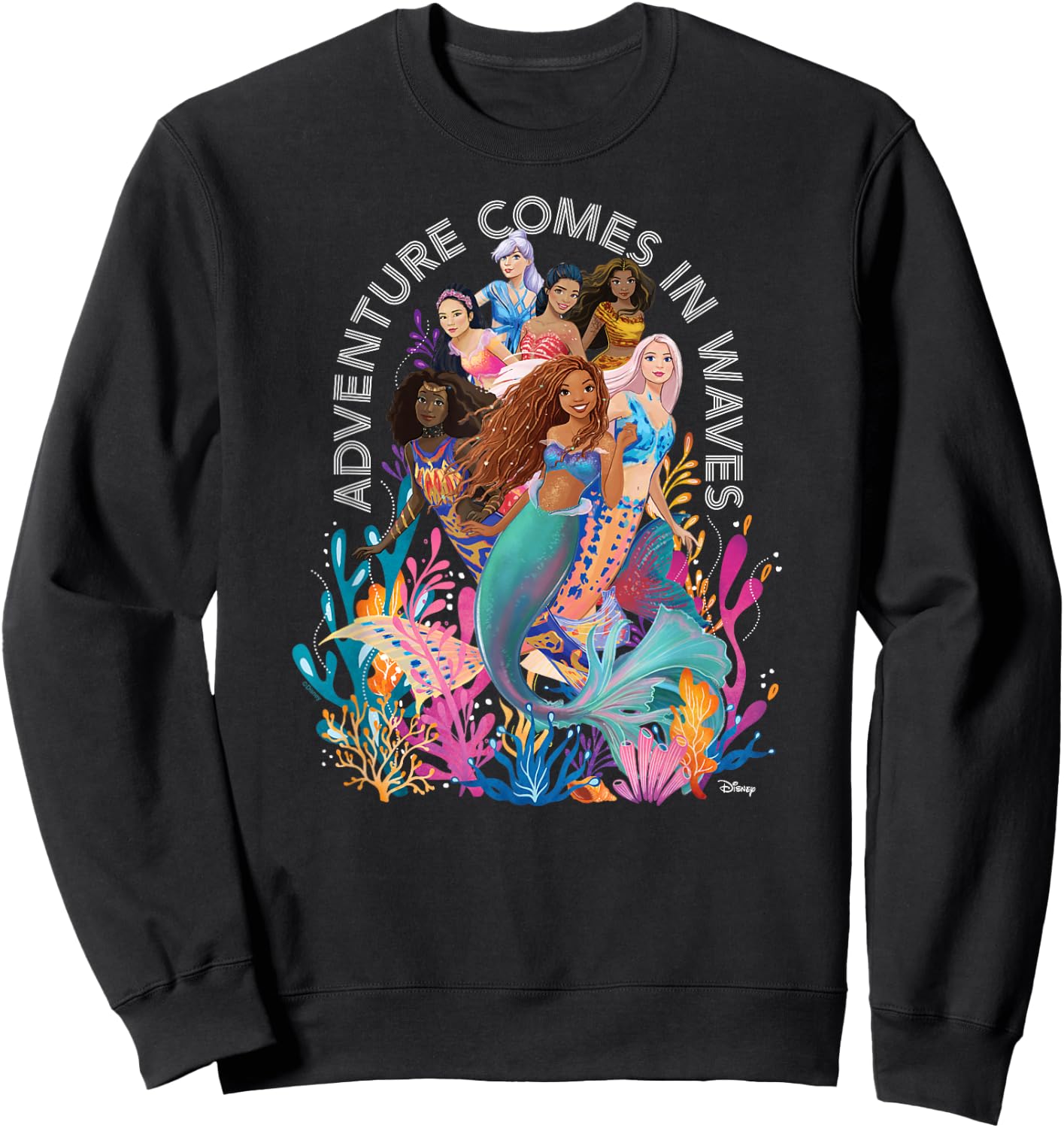 Little Mermaid - Adventure Comes In Waves Sweatshirt - Sweatshirt | Black