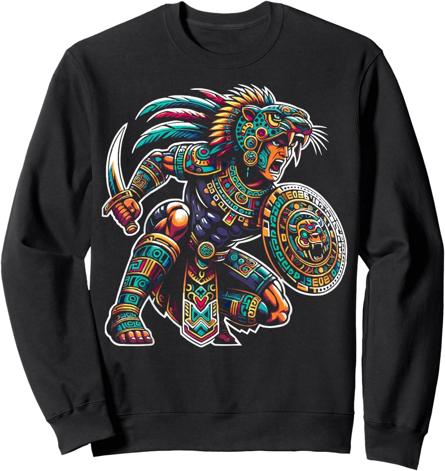 Aztec Jaguar Warrior Aztec Culture Mayan Indigenous Sweatshirt - Sweatshirt | Black