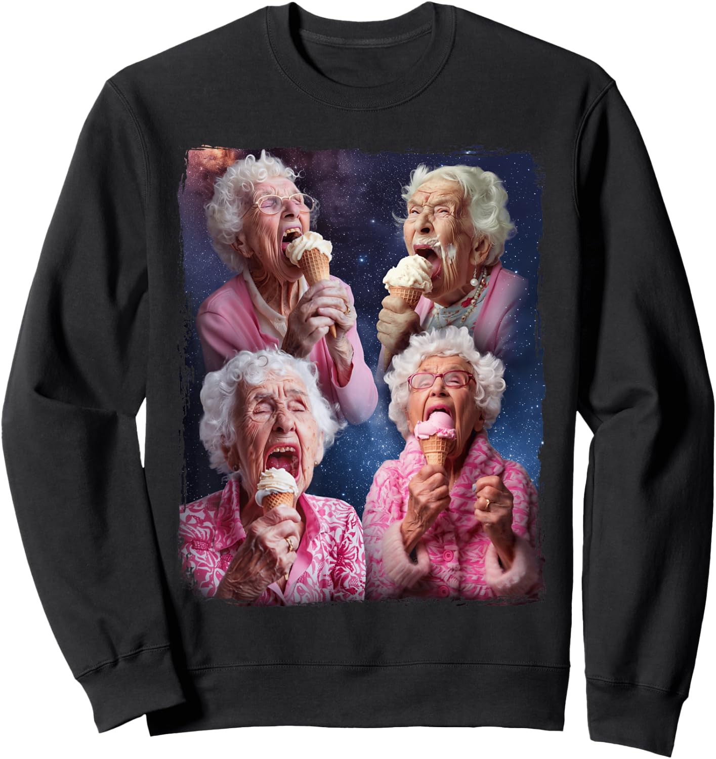 Grandma Licking Ice Cream Sweatshirt - Sweatshirt | Black