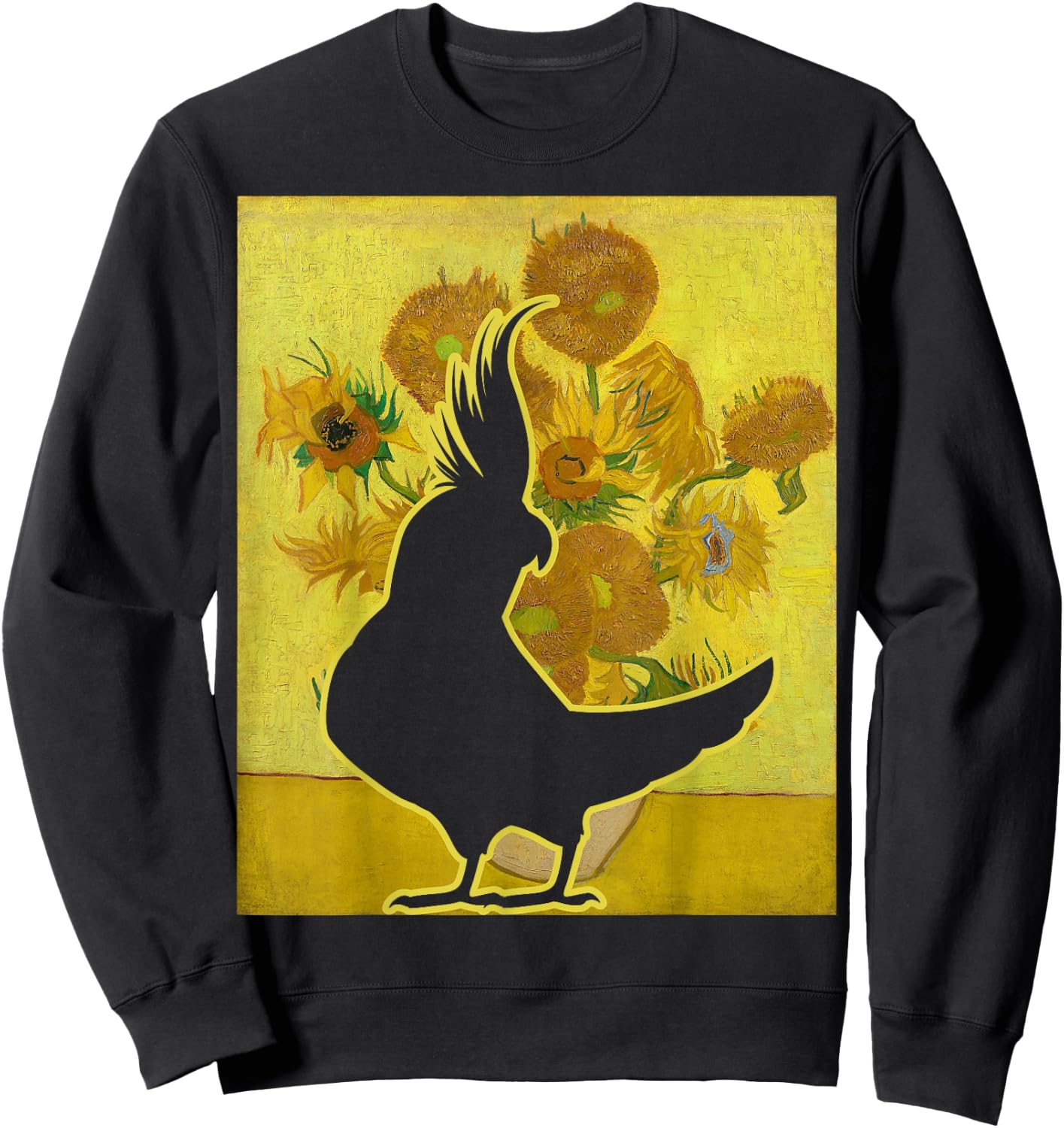 Cockatiel Sunflowers Van Gogh Cockatiel Parrot Birding Sweatshirt - Sweatshirt | Black