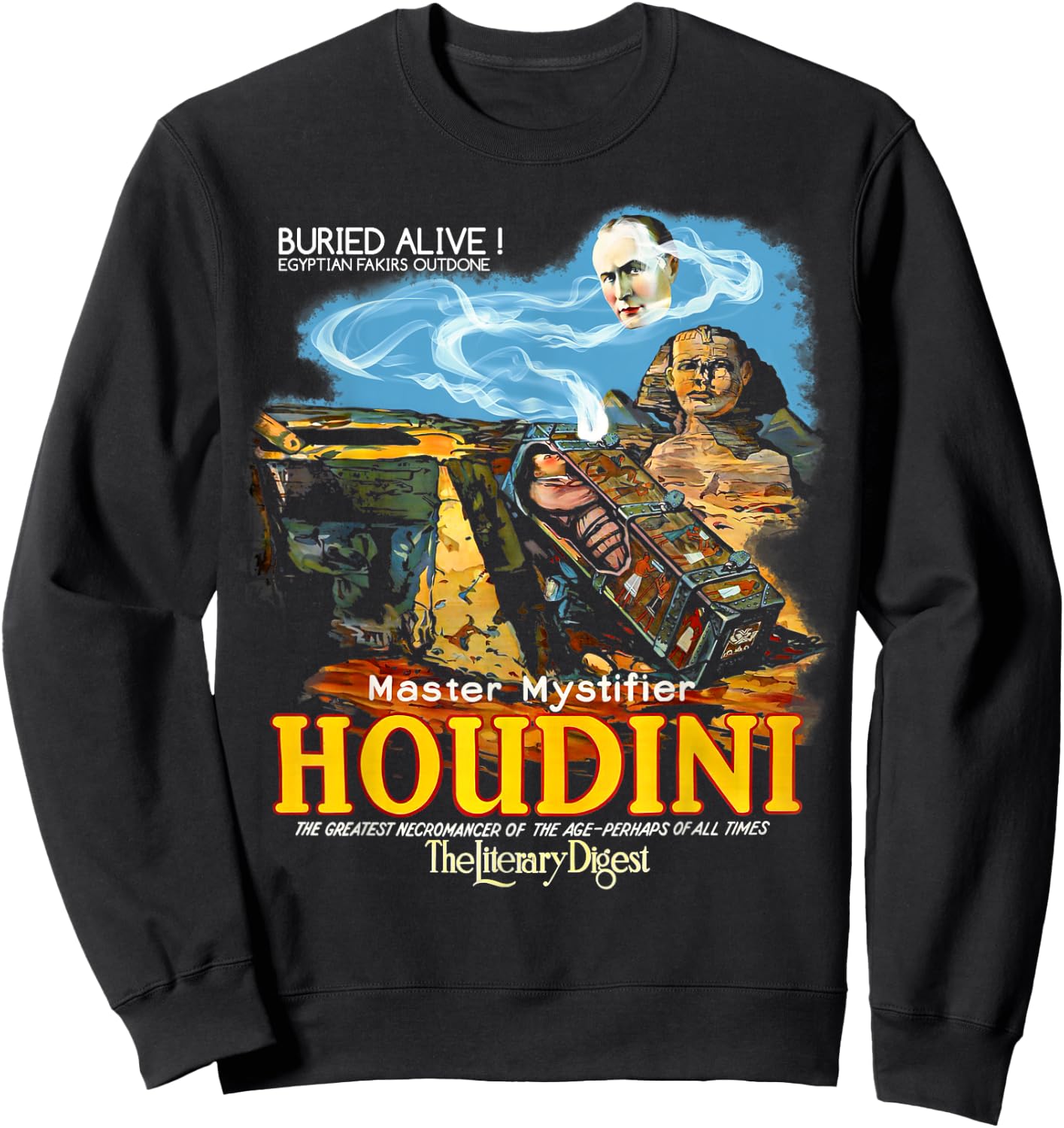 Vintage Magic Houdini Poster Stage Magician Gift Sweatshirt - Sweatshirt | Black
