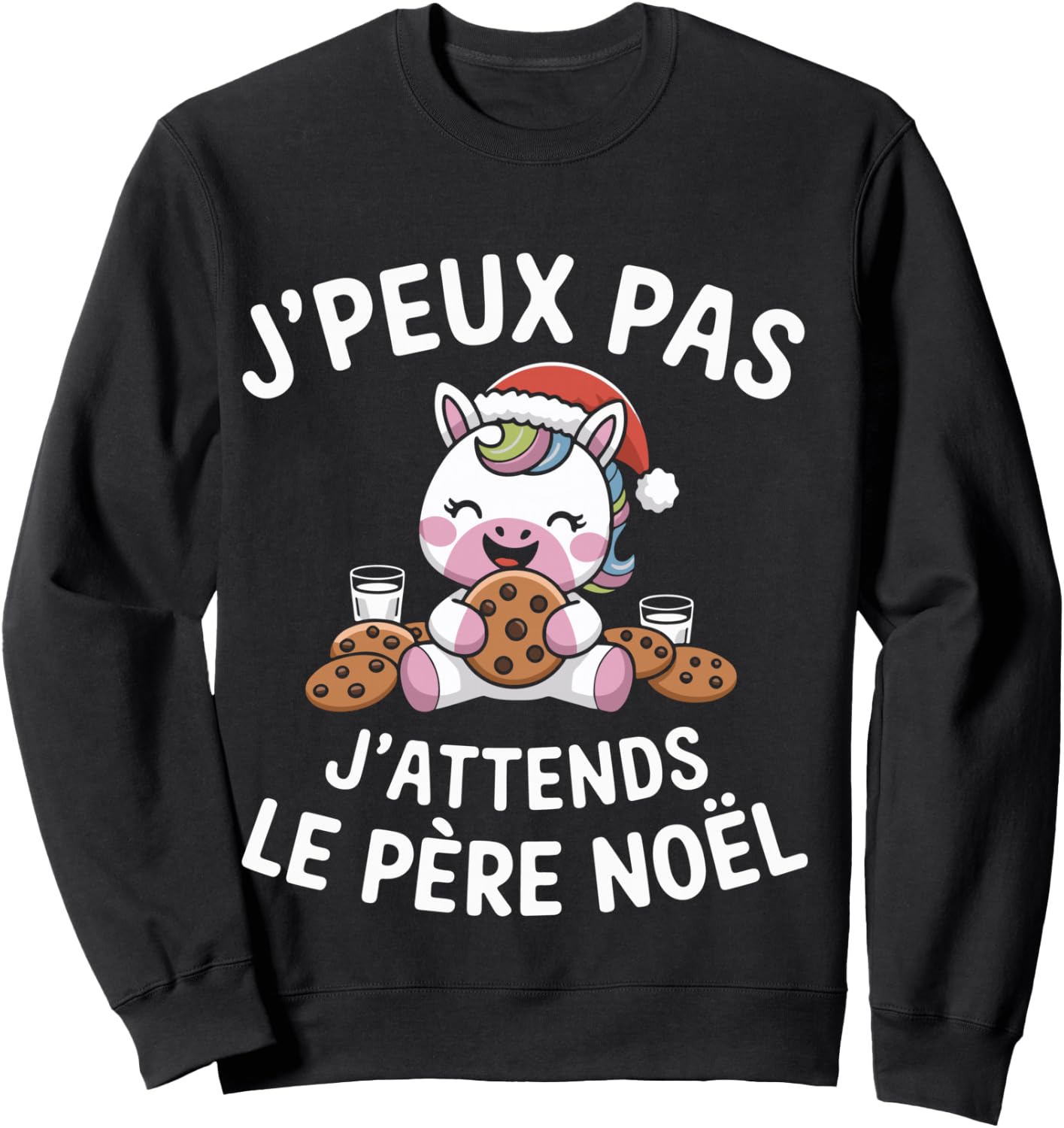 Unicorn Animal I Can't Wait for Santa Claus Humour Christmas , Black, S Sweatshirt - Sweatshirt | Black