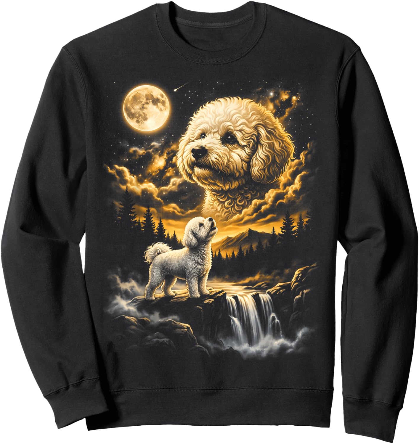 Bichon Frise Howling to The Moon Sweatshirt - Sweatshirt | Black