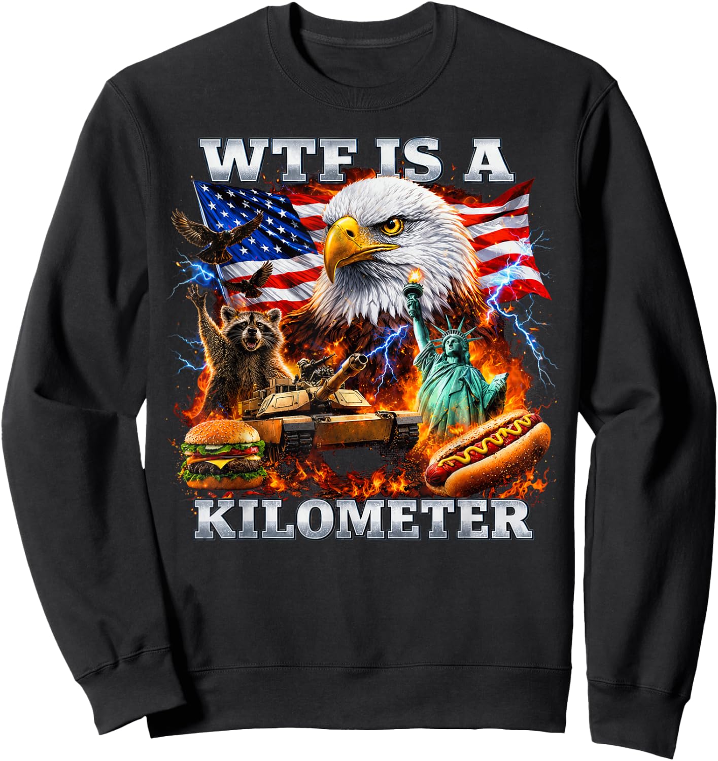 WTF is A Kilometer 4th of July Sweatshirt - Sweatshirt | Black